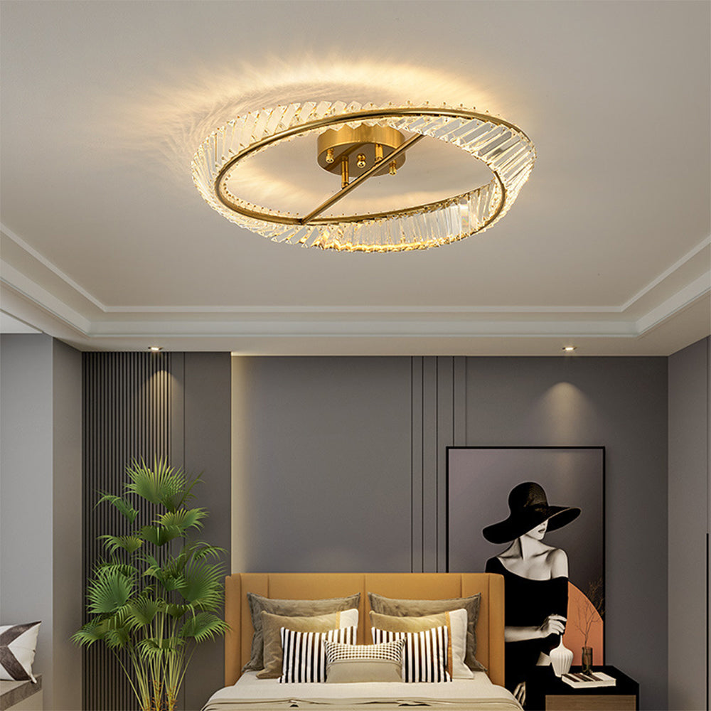 Crysella | Contemporary Radiant Crystal Halo Ring Ceiling Light