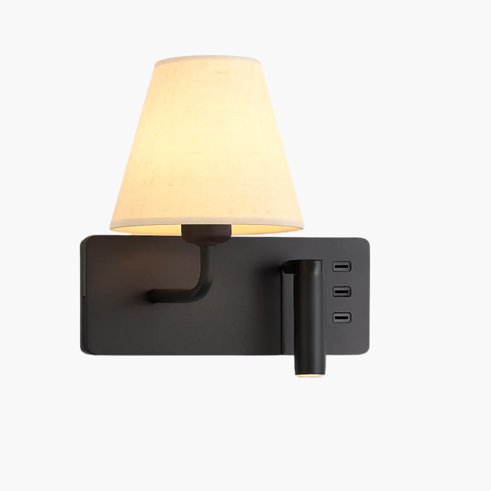 Marrowen | Cylindrical Textured Fabric Dual Source Wall Light with Reading Lamp