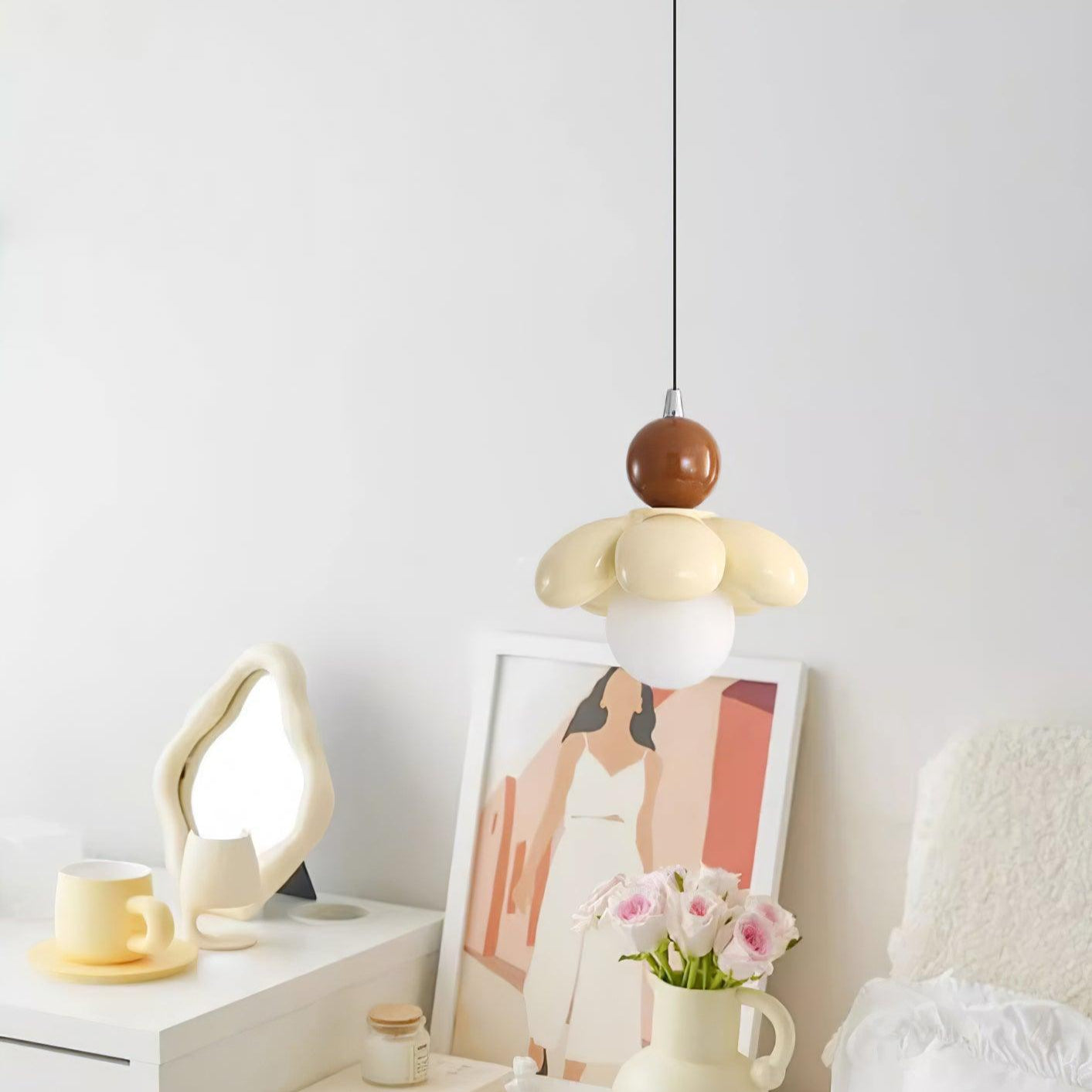 Berislys | Sculpted Organic Floral Silhouette Glass Pendant Light