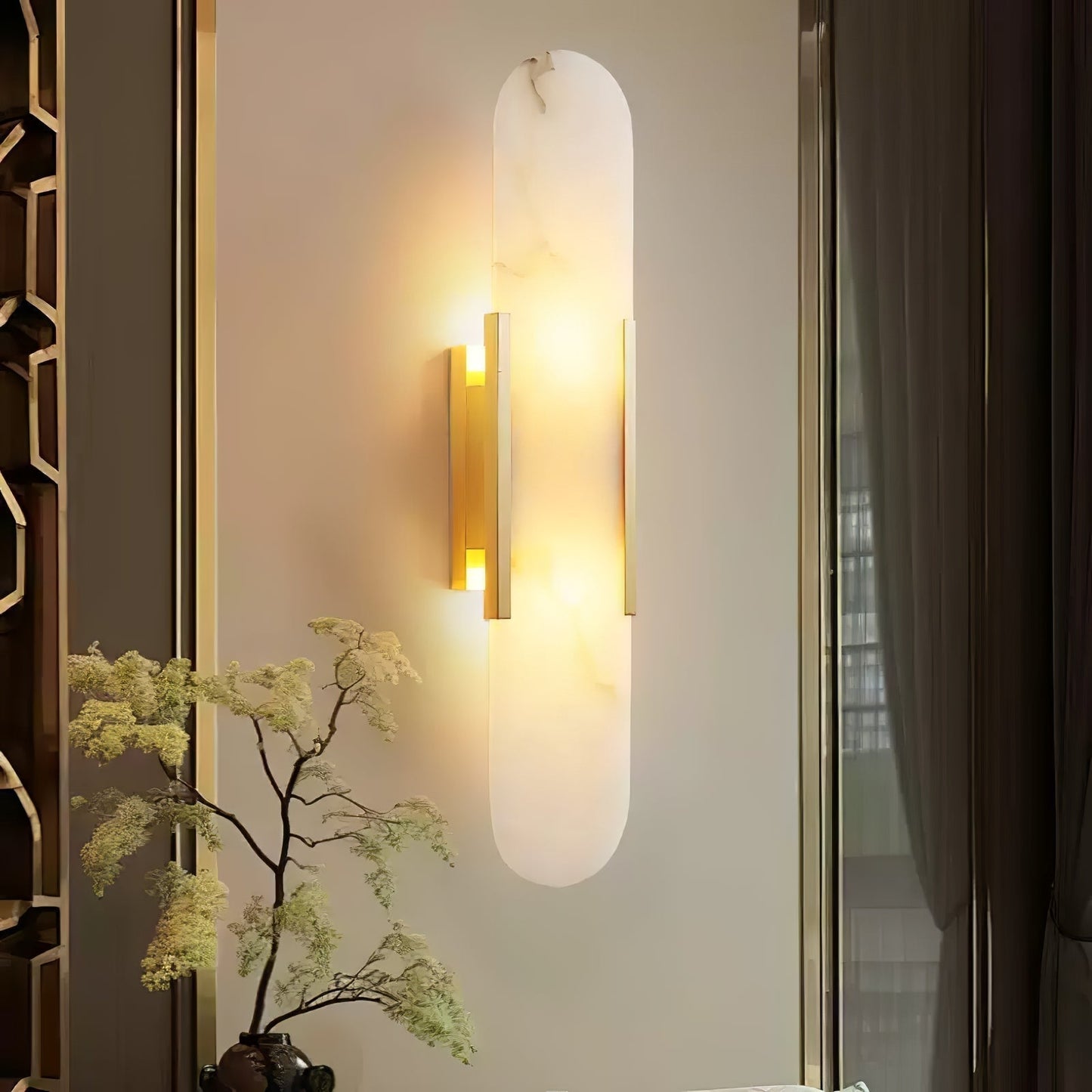 Ivalis | Modern Elongated Alabaster Stone Wall Light