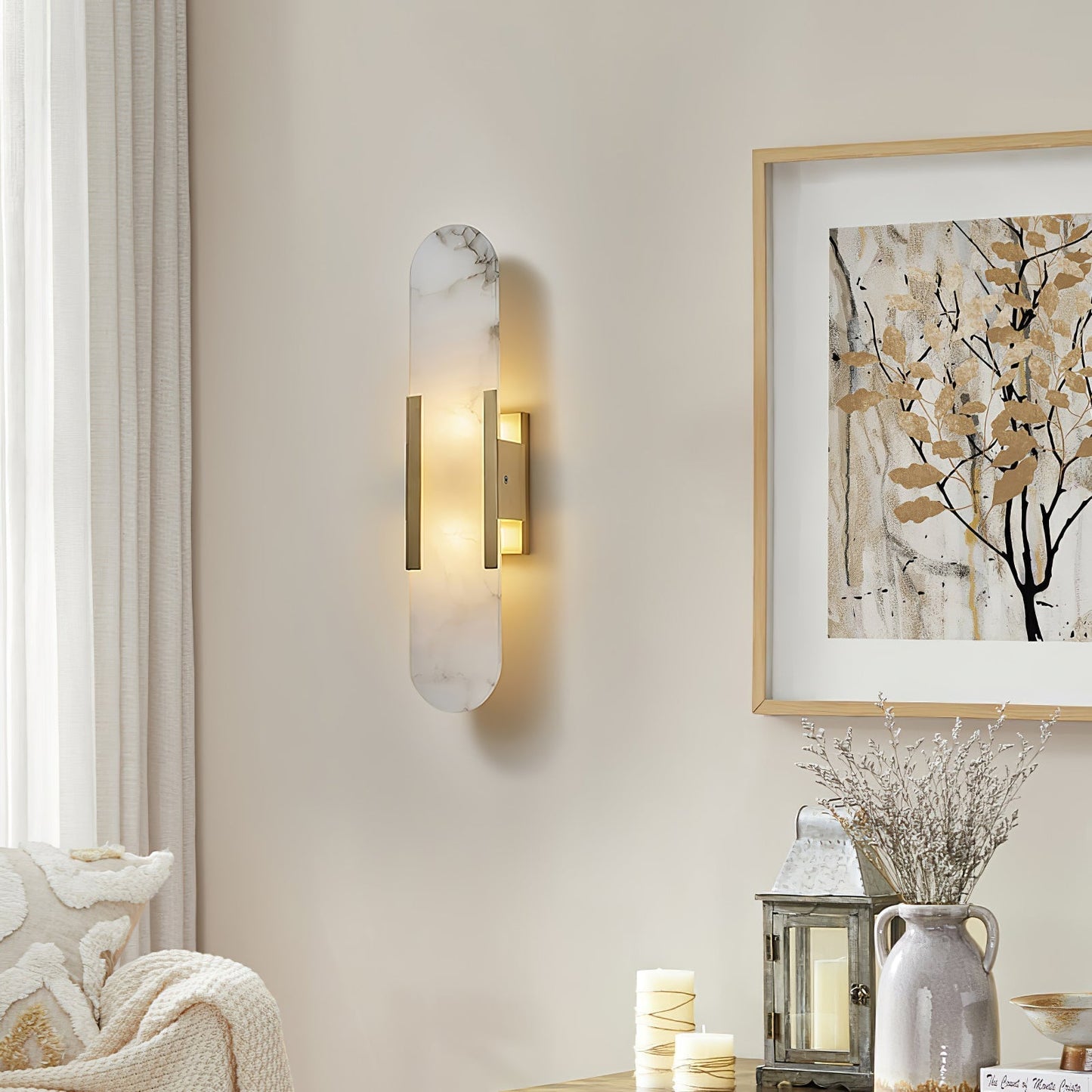 Ivalis | Modern Elongated Alabaster Stone Wall Light