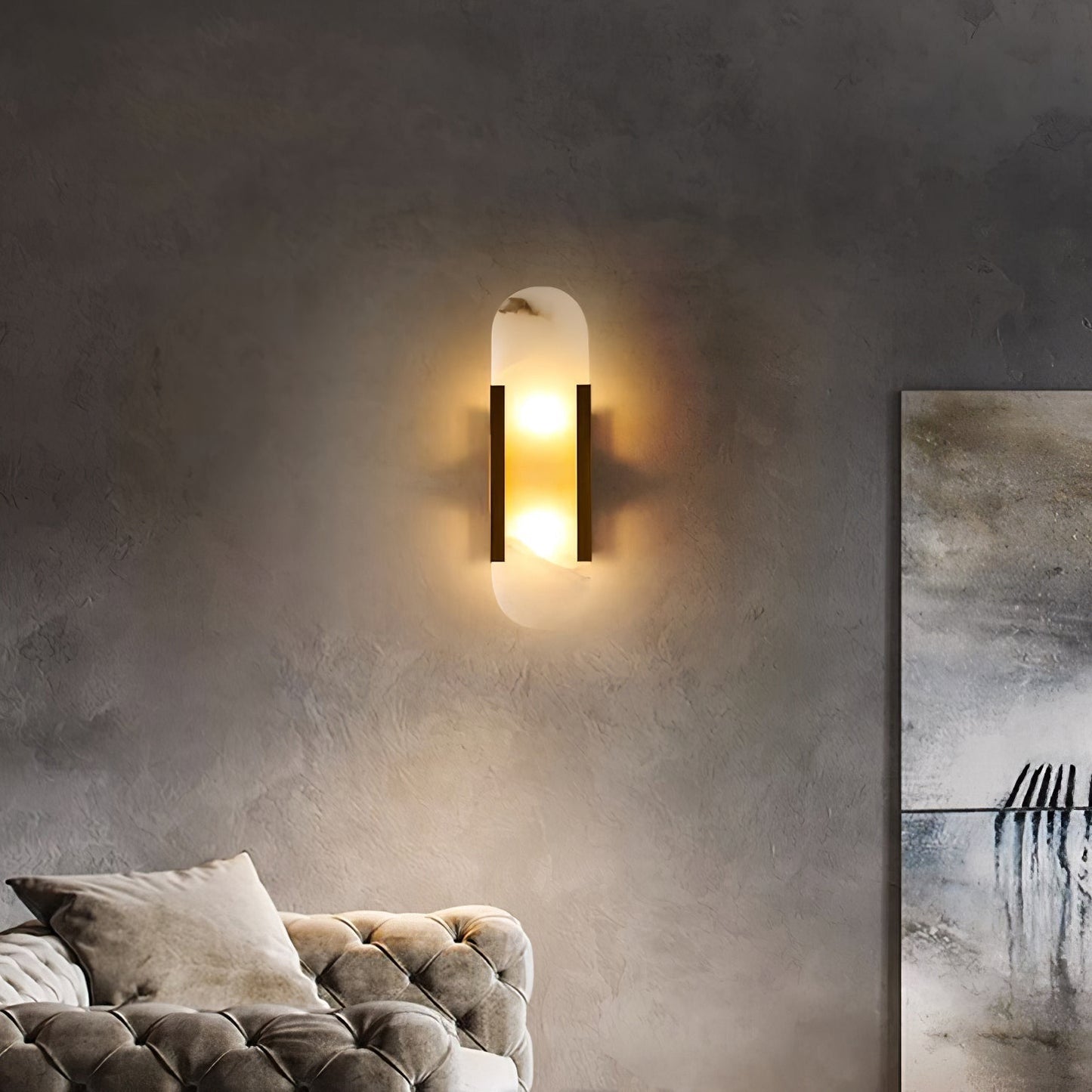 Ivalis | Modern Elongated Alabaster Stone Wall Light