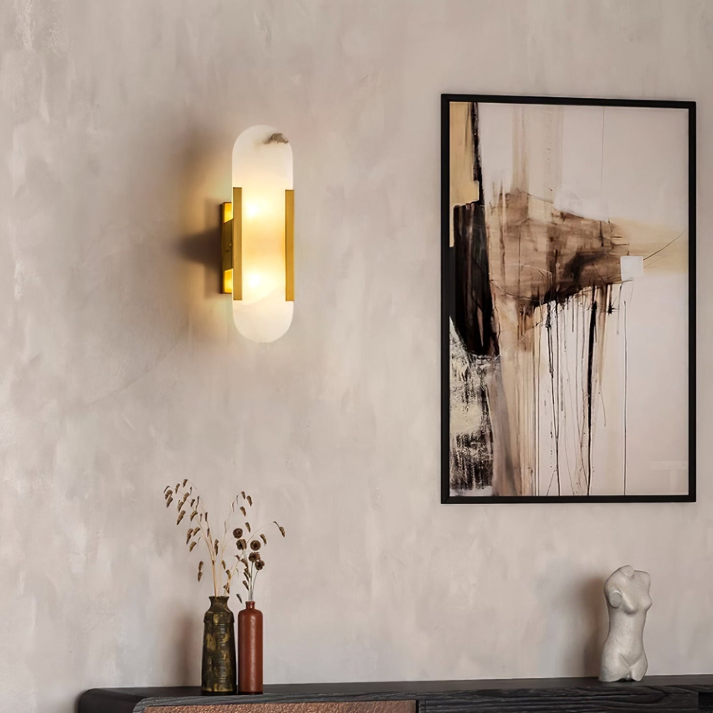 Ivalis | Modern Elongated Alabaster Stone Wall Light