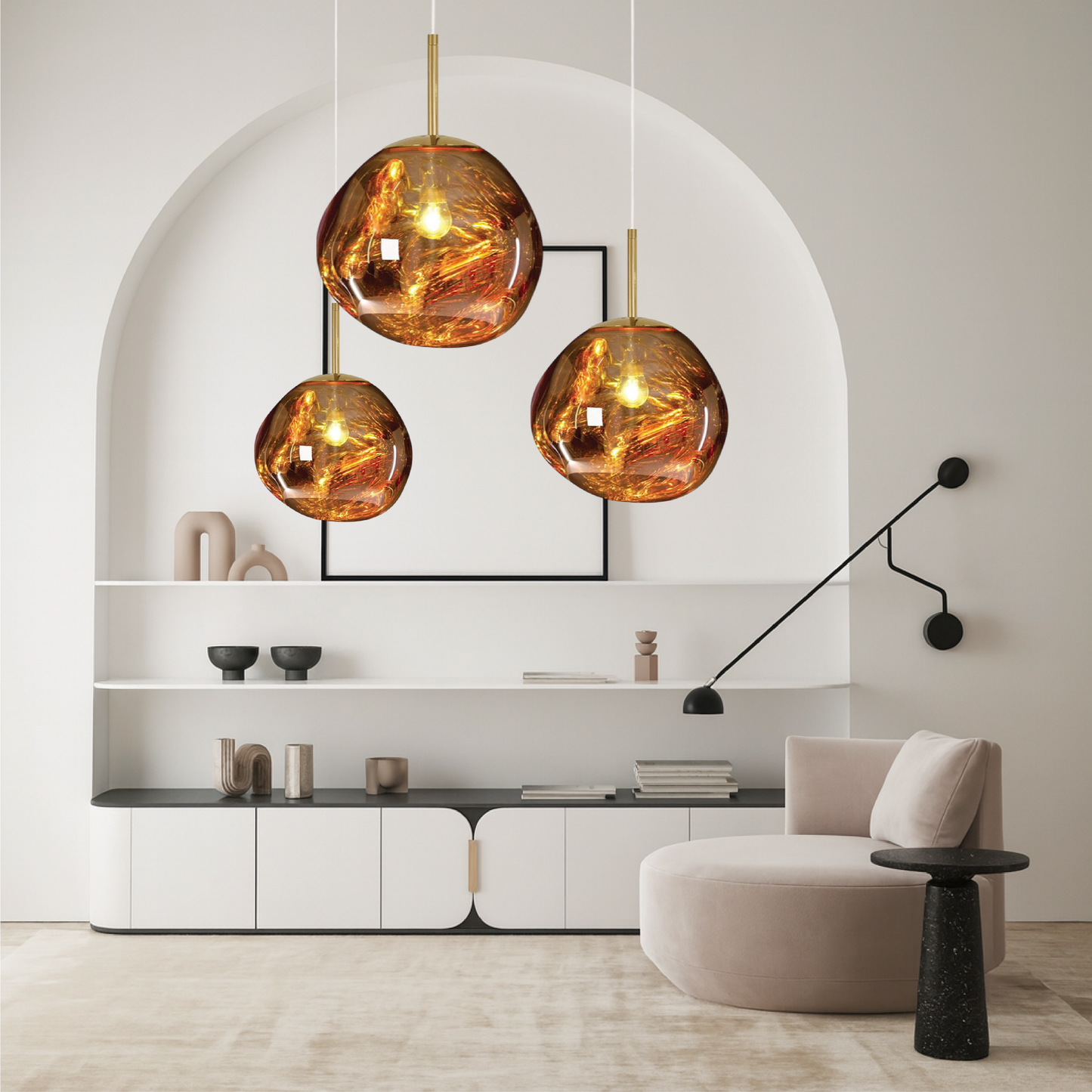 Fusio | Contemporary Abstract Melted Globe Pendant Light