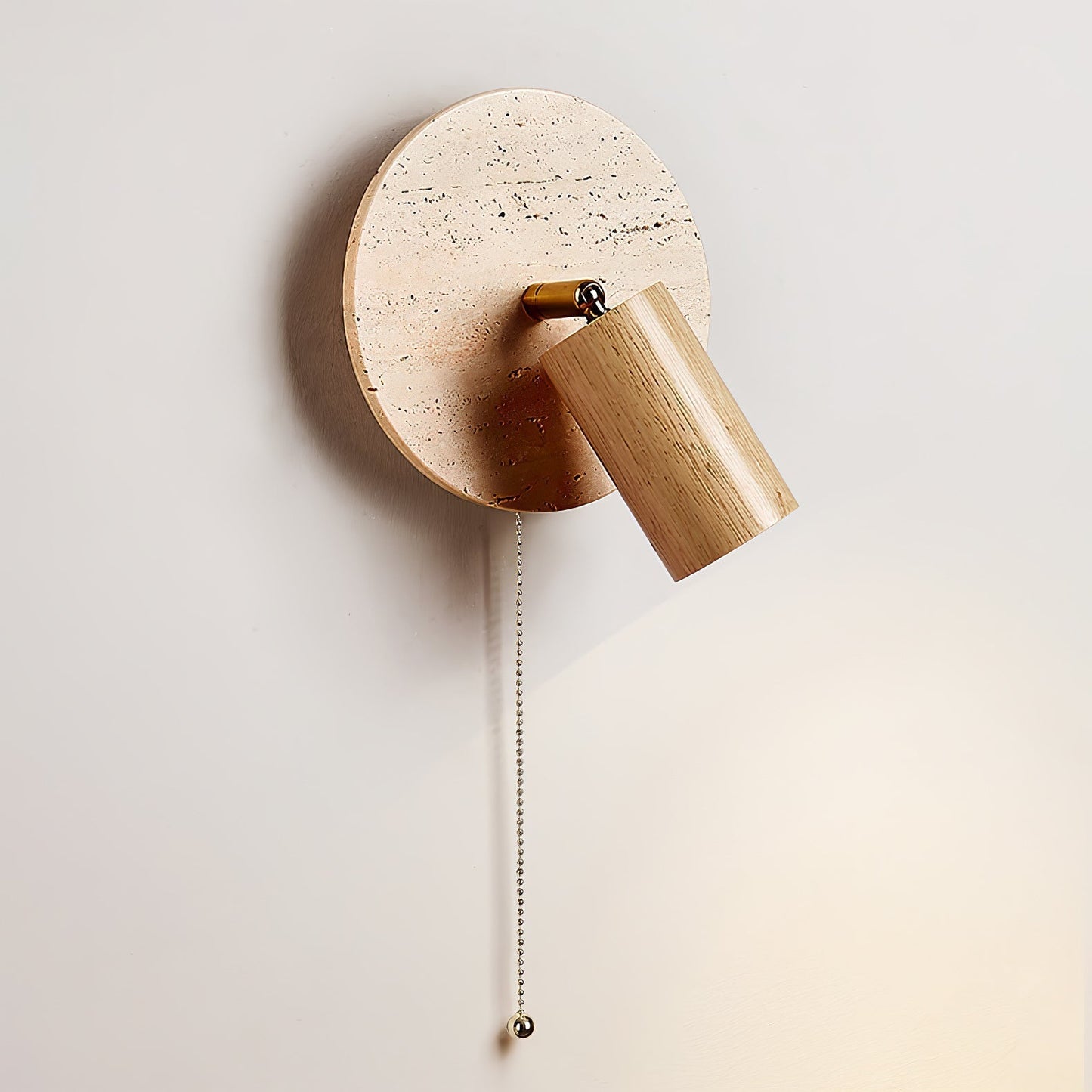 Luvidore | Sculptural Geometric Travertine Disc Swing Sconce Wall Light
