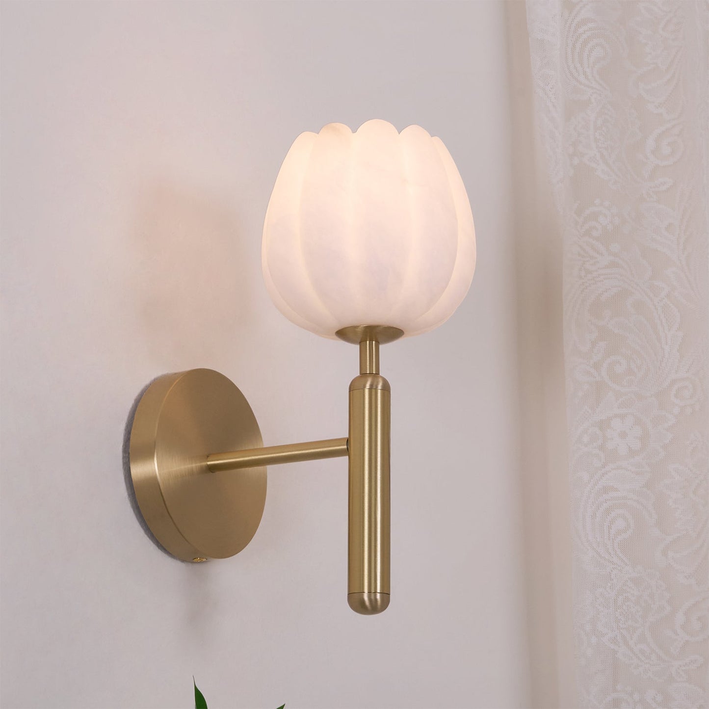 Lyhose | Botanical Alabaster Stone Floral Sculpture Wall Light