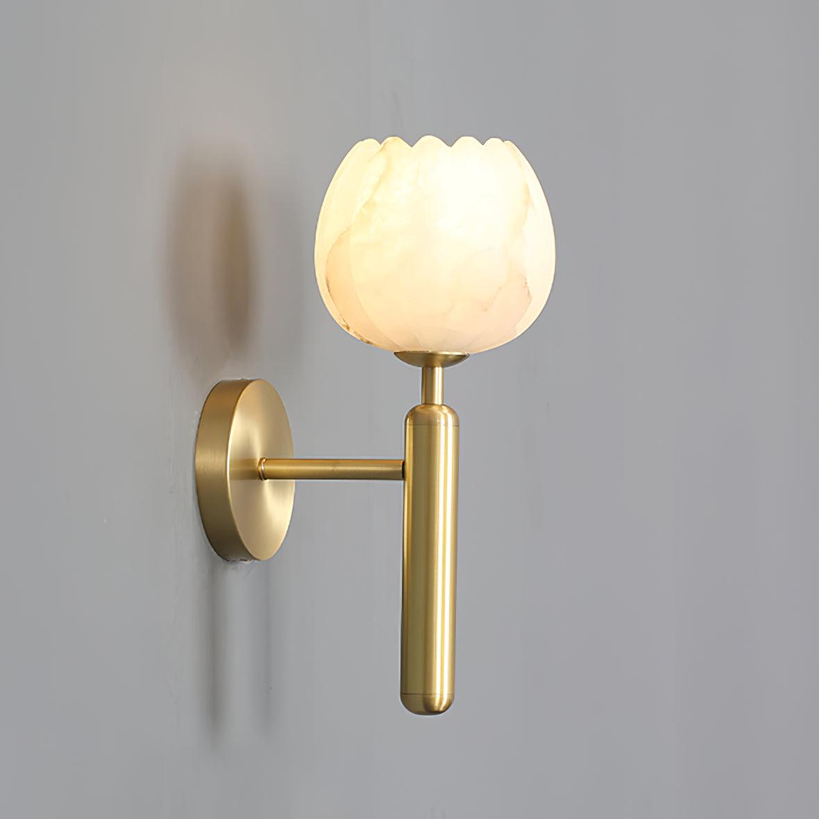 Lyhose | Botanical Alabaster Stone Floral Sculpture Wall Light