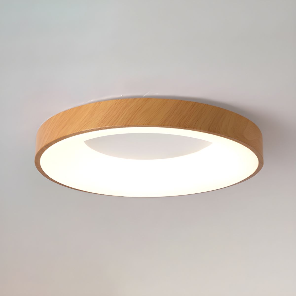 Lythara | Nordic Wood Flush Mount Circular LED Ceiling Light