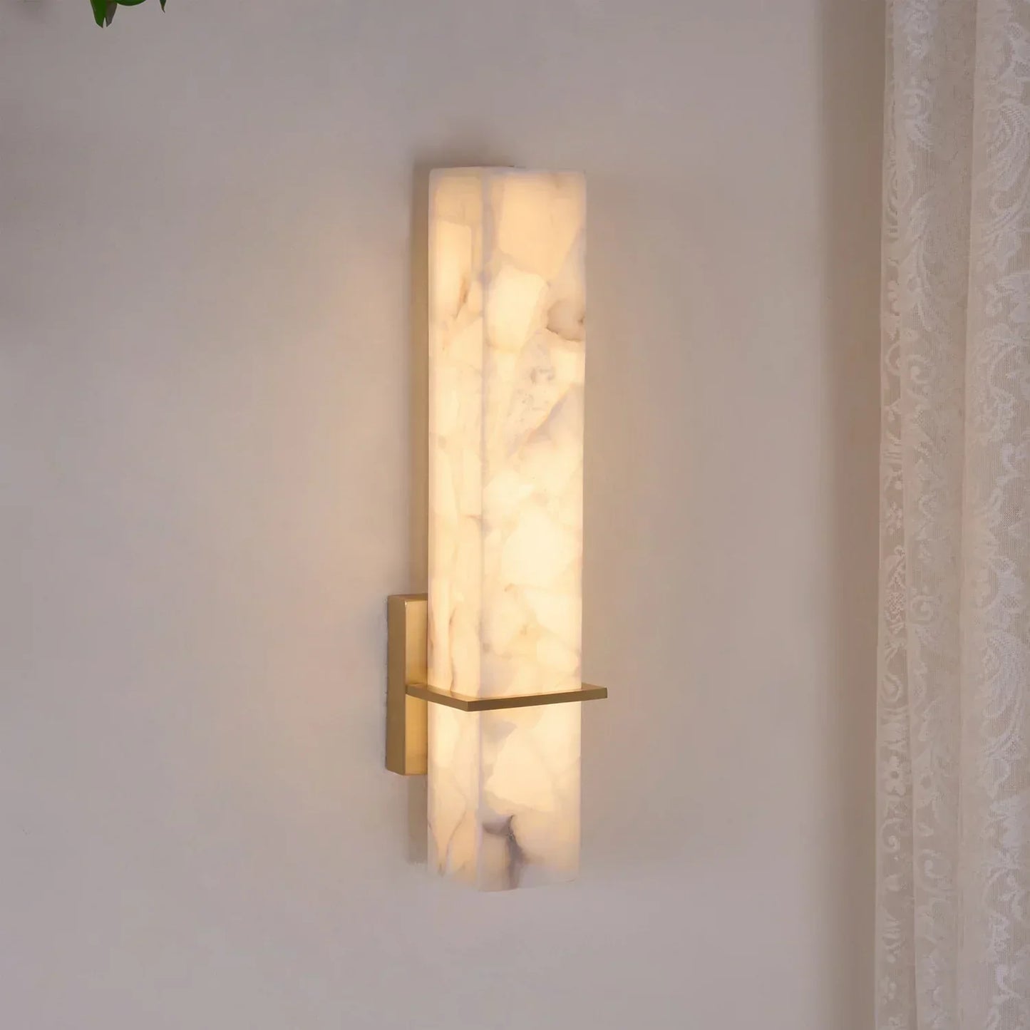 Litta | Luxury Cuboid White Alabaster and Brass Wall Light