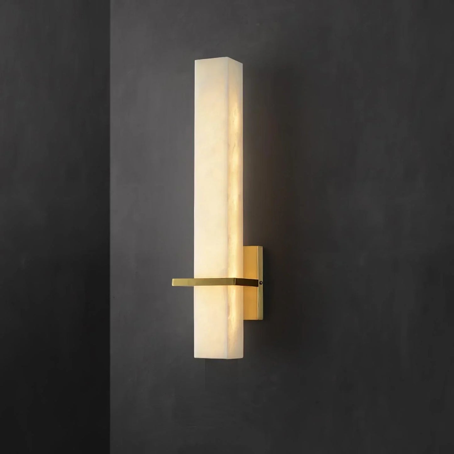 Litta | Luxury Cuboid White Alabaster and Brass Wall Light