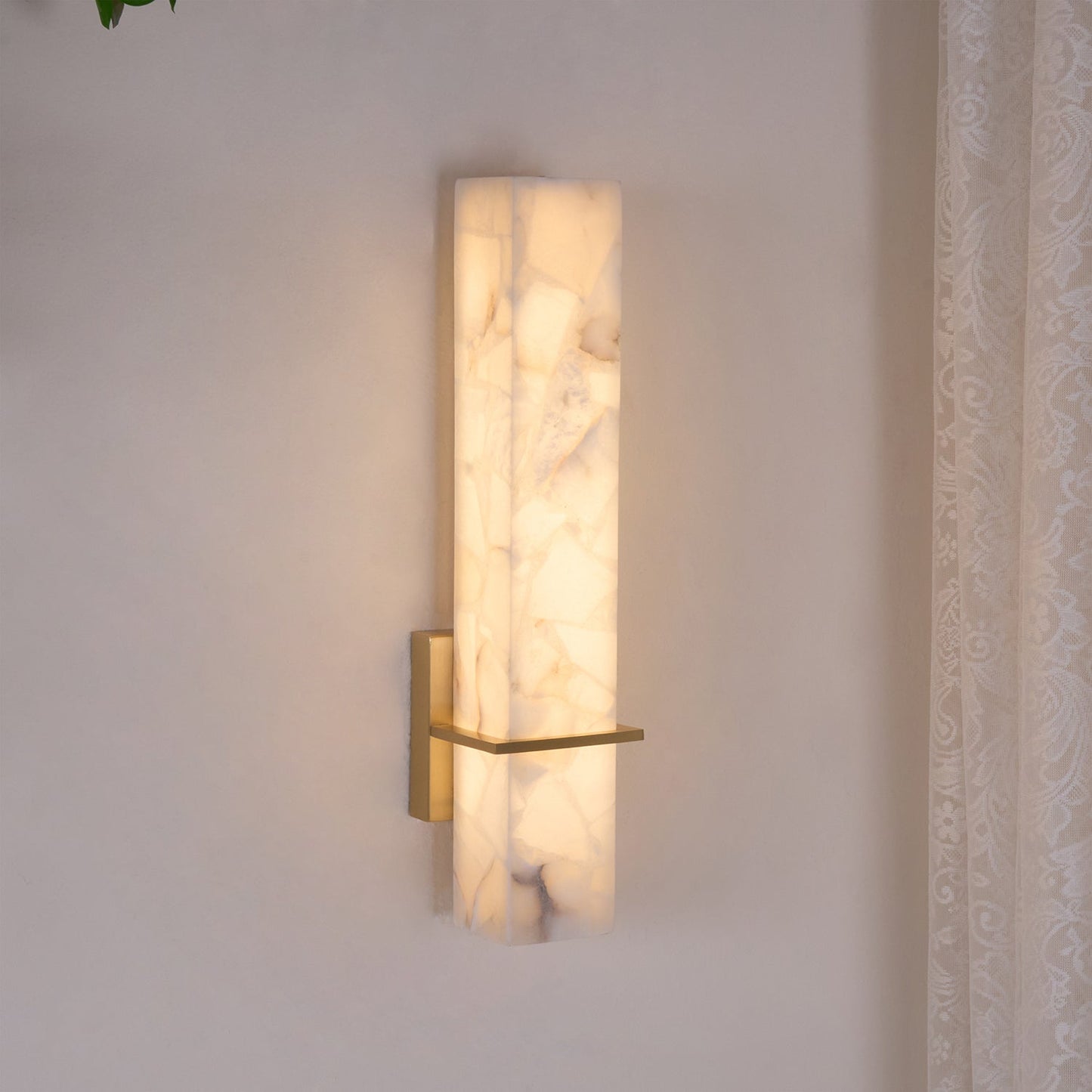 Litta | Luxury Cuboid White Alabaster and Brass Wall Light