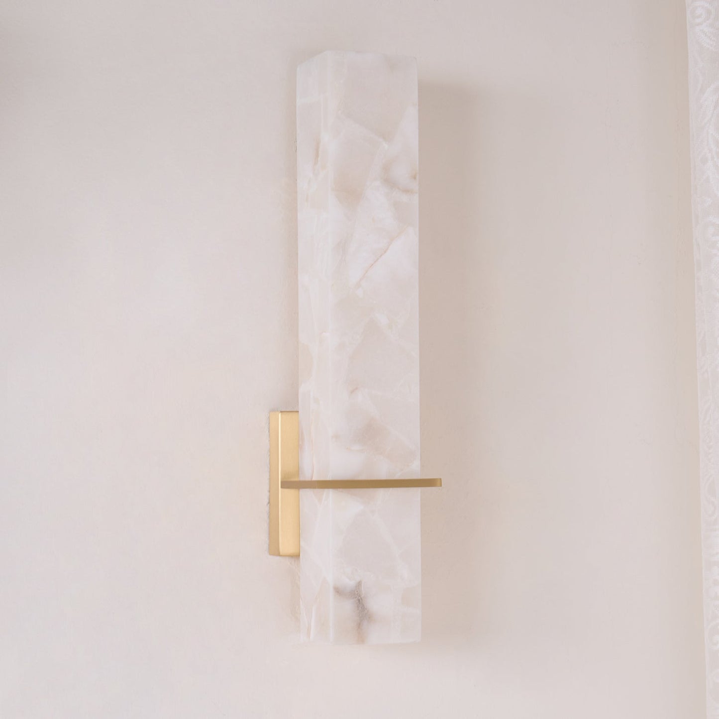 Litta | Luxury Cuboid White Alabaster and Brass Wall Light