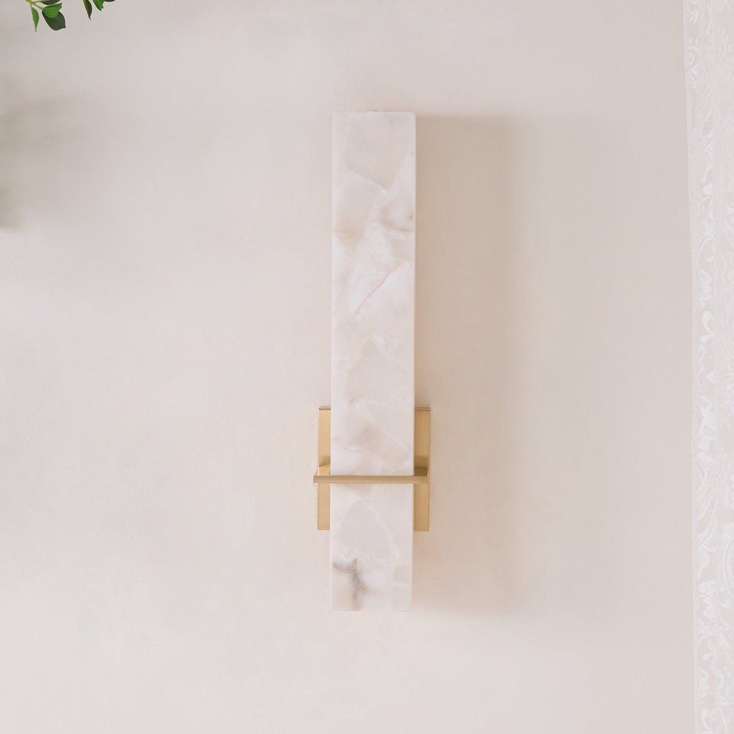 Litta | Luxury Cuboid White Alabaster and Brass Wall Light