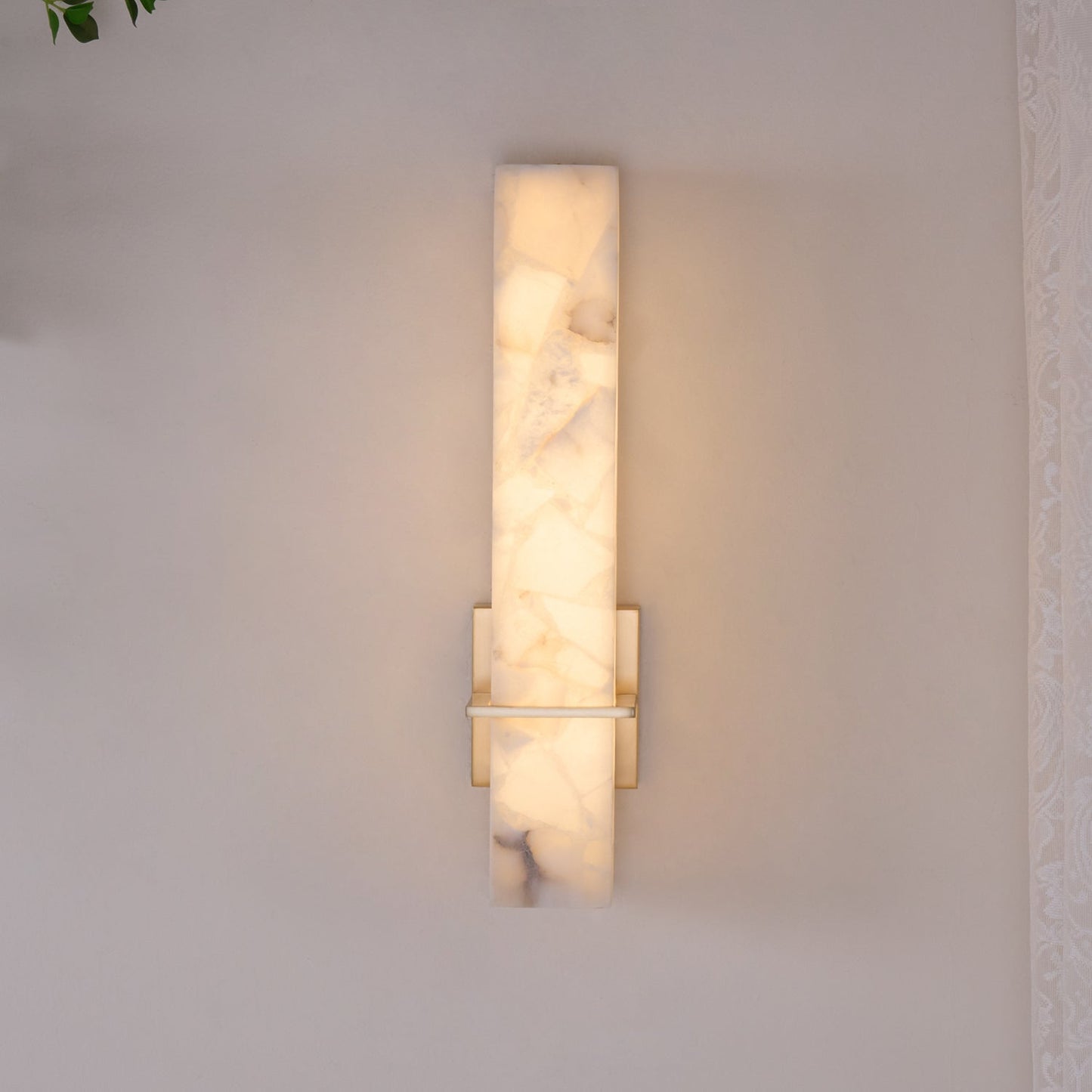 Litta | Luxury Cuboid White Alabaster and Brass Wall Light