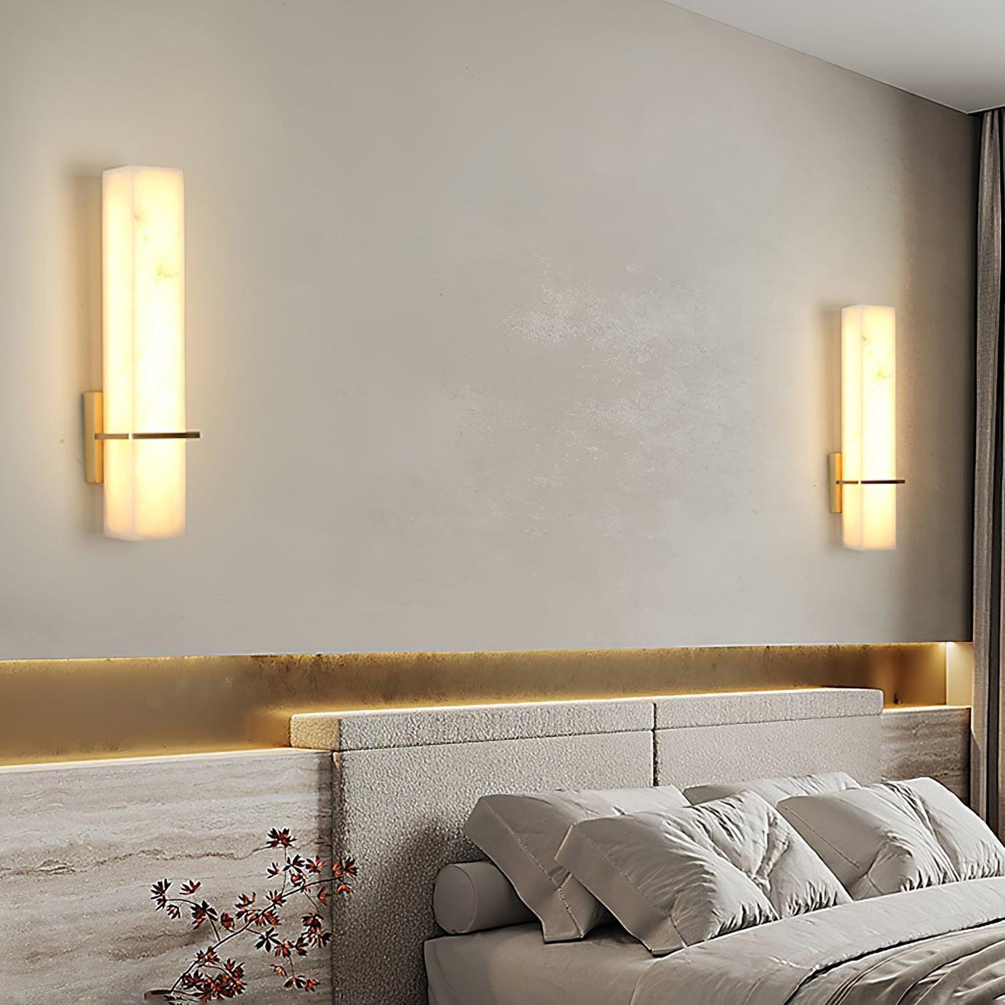 Litta | Luxury Cuboid White Alabaster and Brass Wall Light