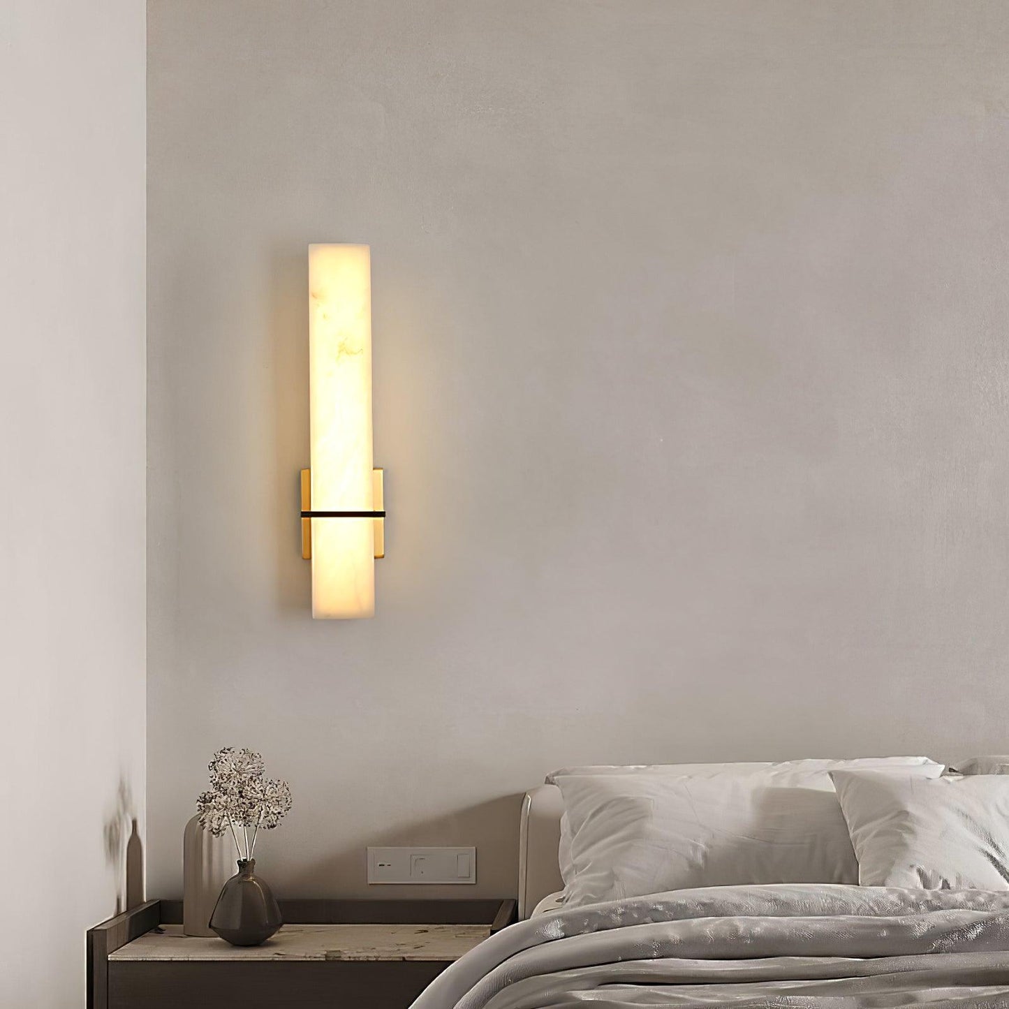 Litta | Luxury Cuboid White Alabaster and Brass Wall Light