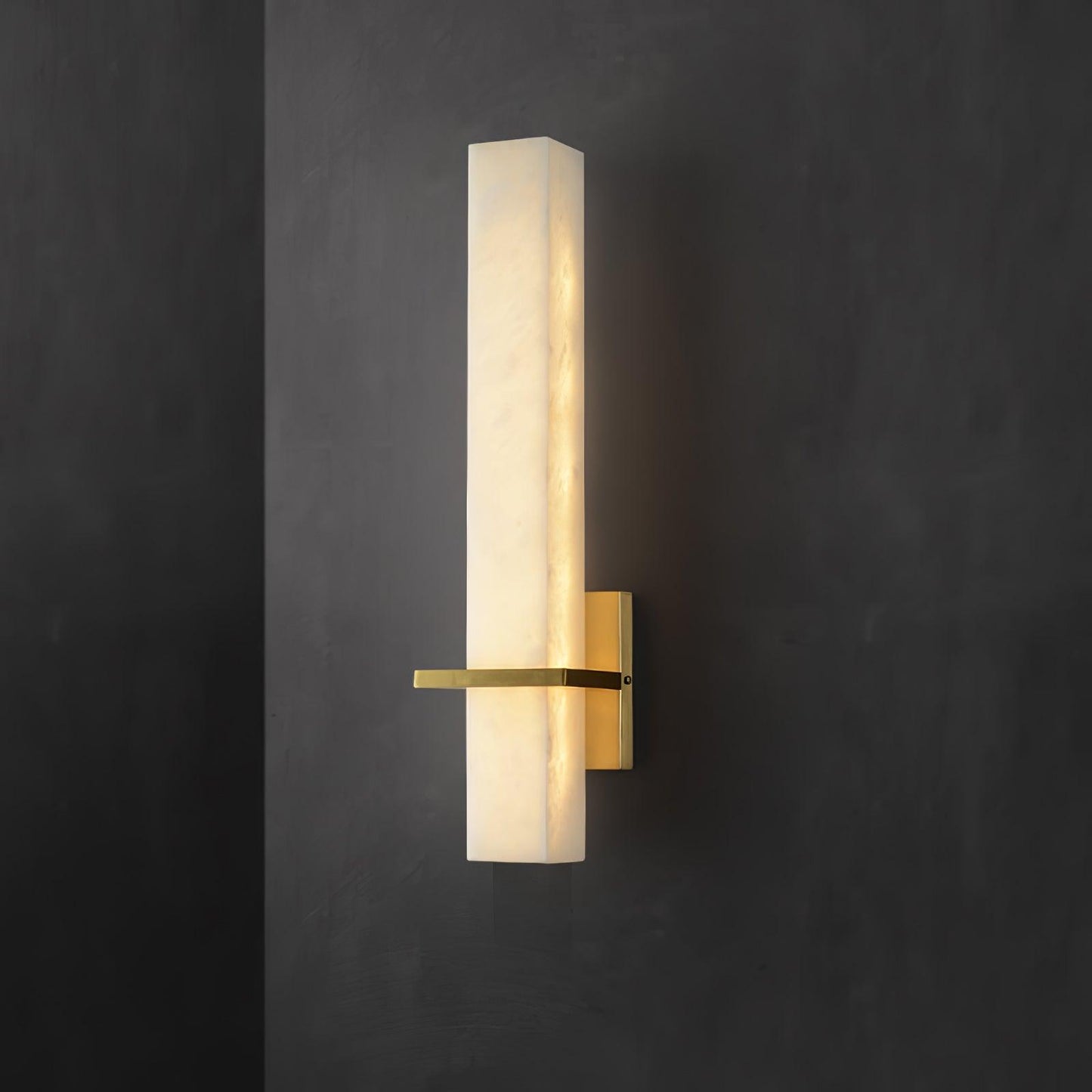 Litta | Luxury Cuboid White Alabaster and Brass Wall Light