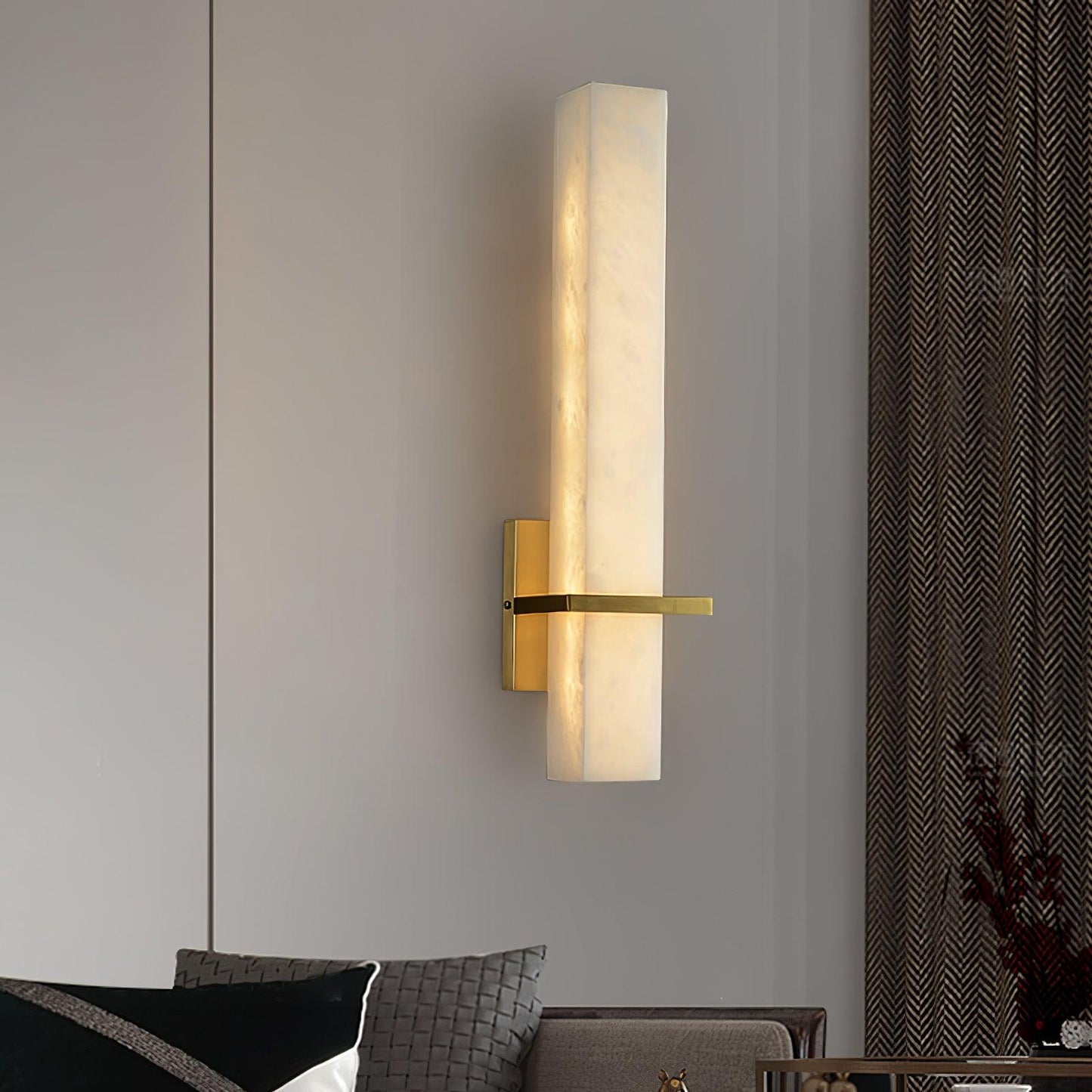 Litta | Luxury Cuboid White Alabaster and Brass Wall Light