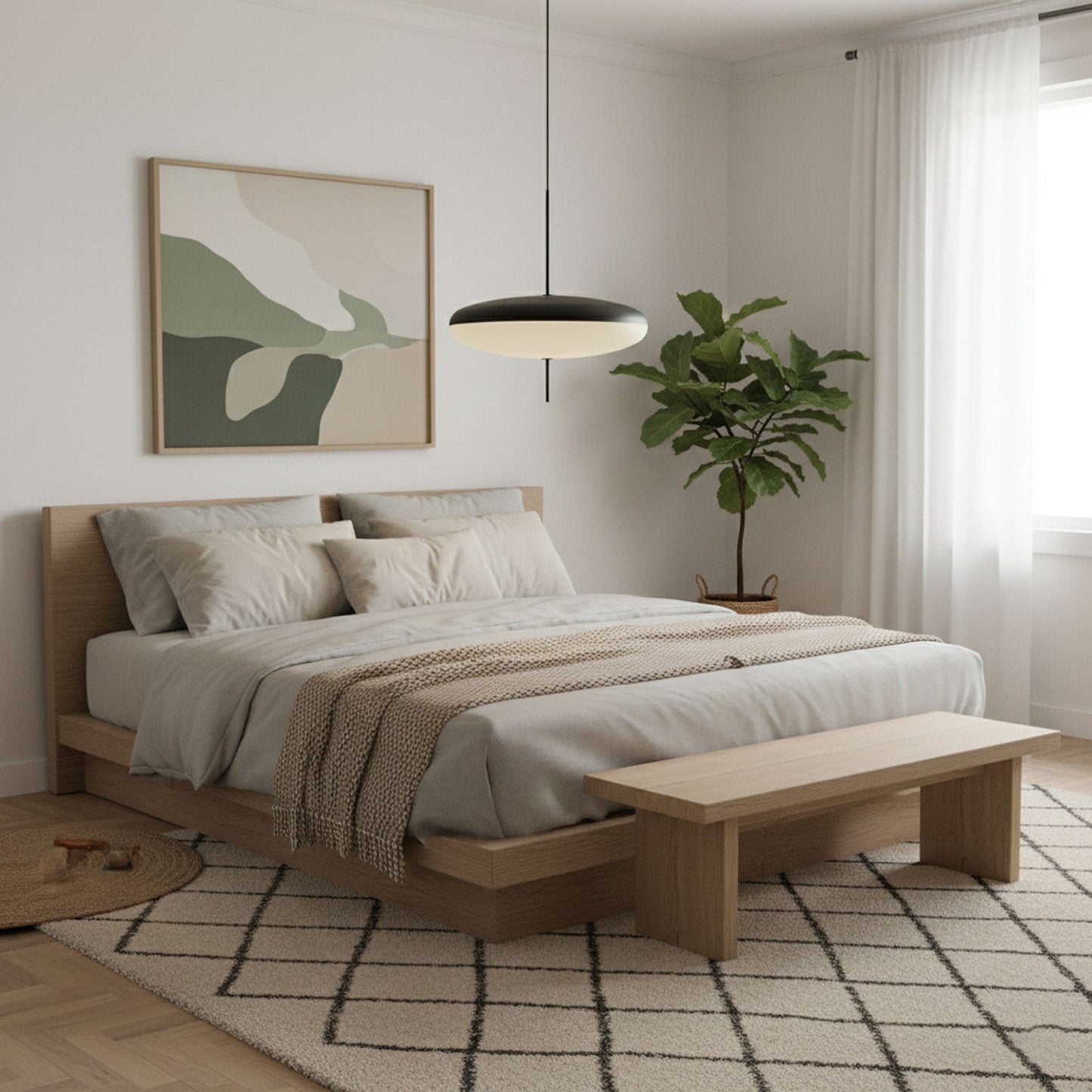 Belthorim | Opalescent Disc Silhouette Minimalist Pendant Light