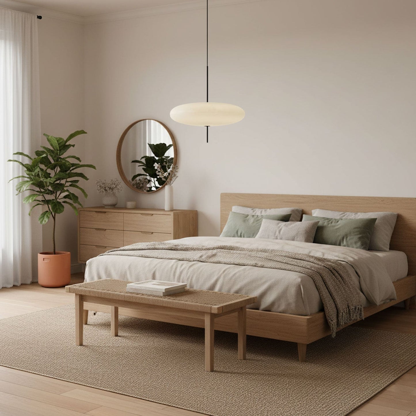 Belthorim | Opalescent Disc Silhouette Minimalist Pendant Light