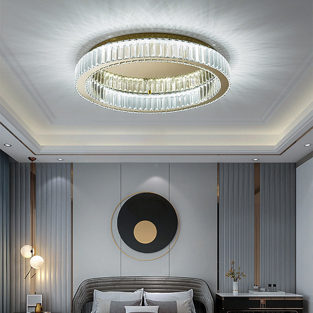 Aure | Elegant Golden Crystal Ring Ceiling Light