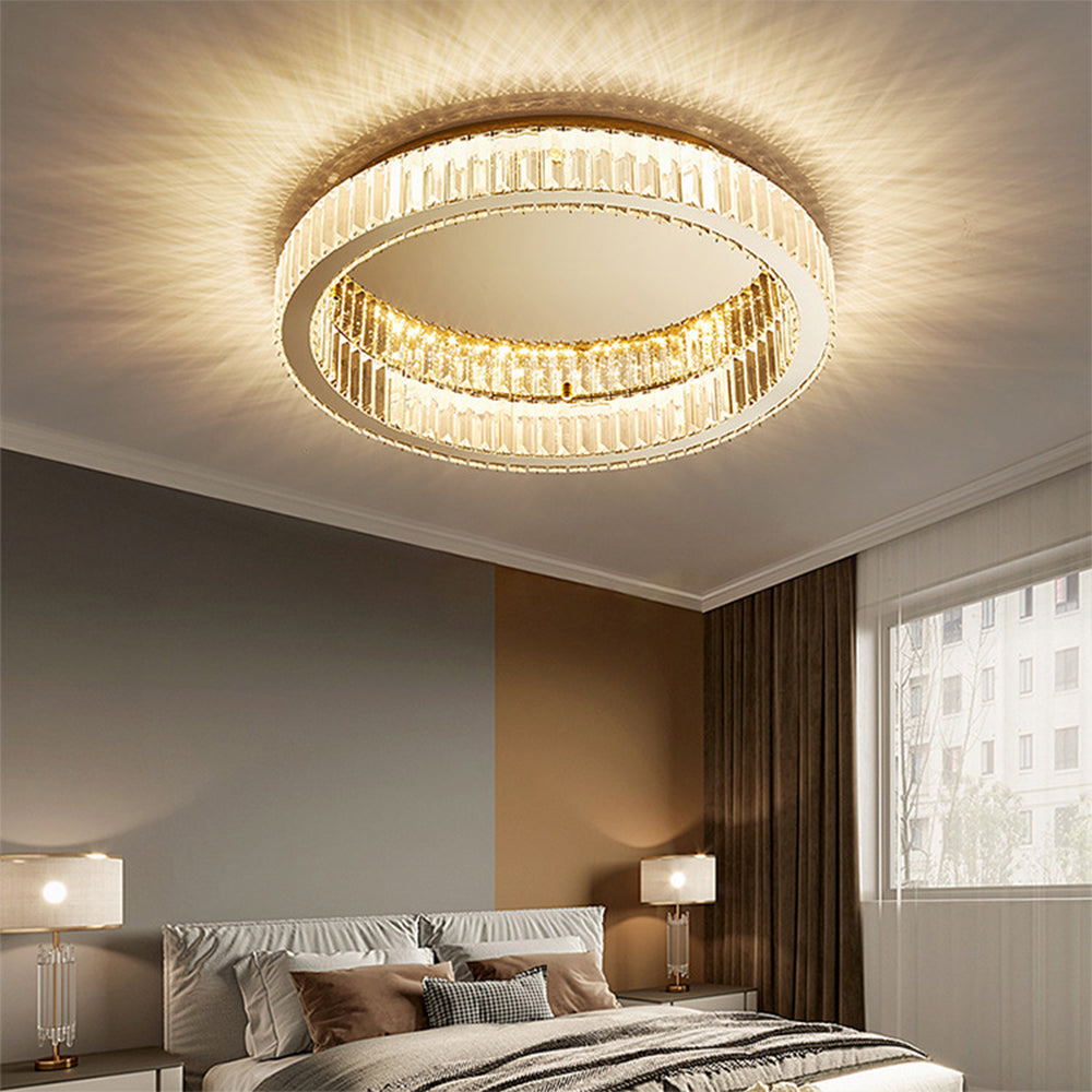 Aure | Elegant Golden Crystal Ring Ceiling Light
