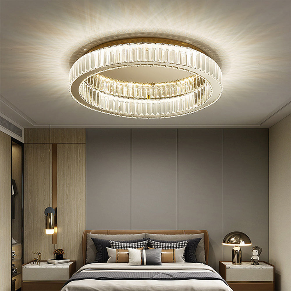 Aure | Elegant Golden Crystal Ring Ceiling Light