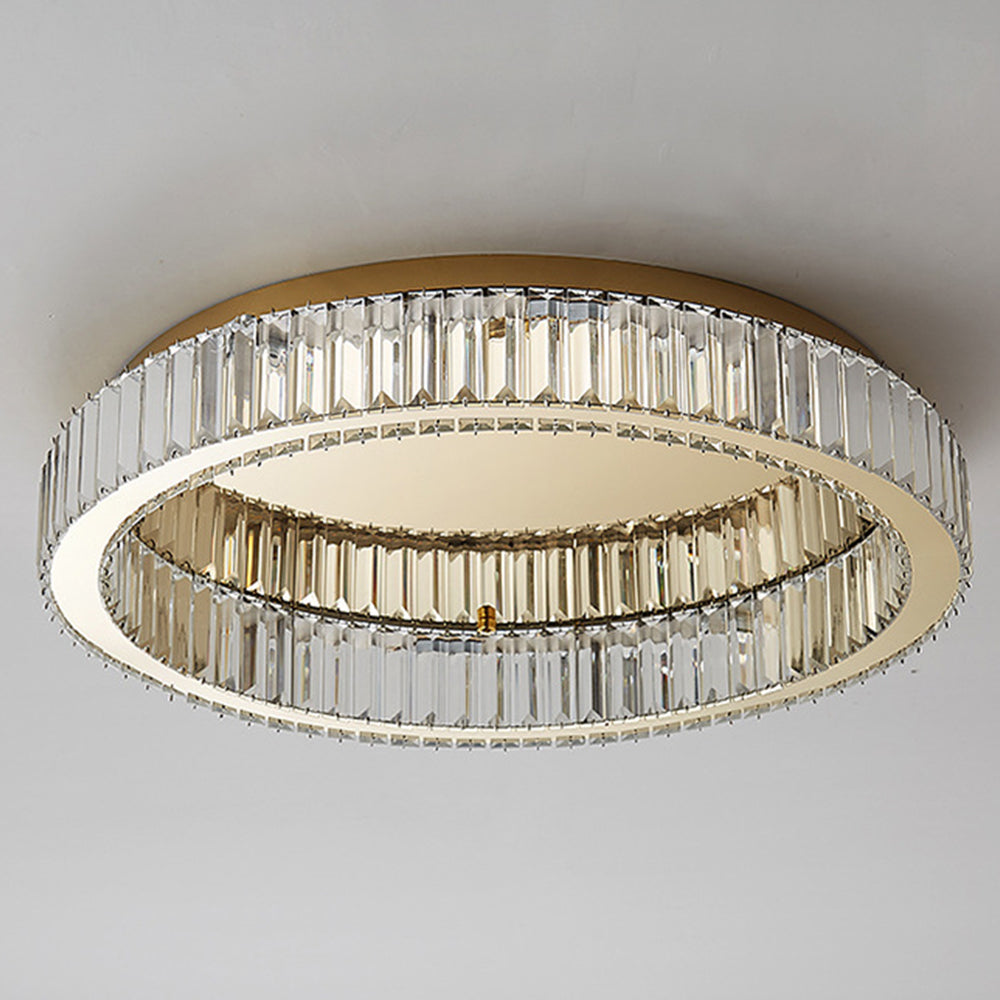 Aure | Elegant Golden Crystal Ring Ceiling Light