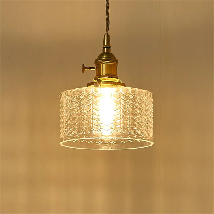 Viridis | Retro Textured Glass Cylinder Pendant Light