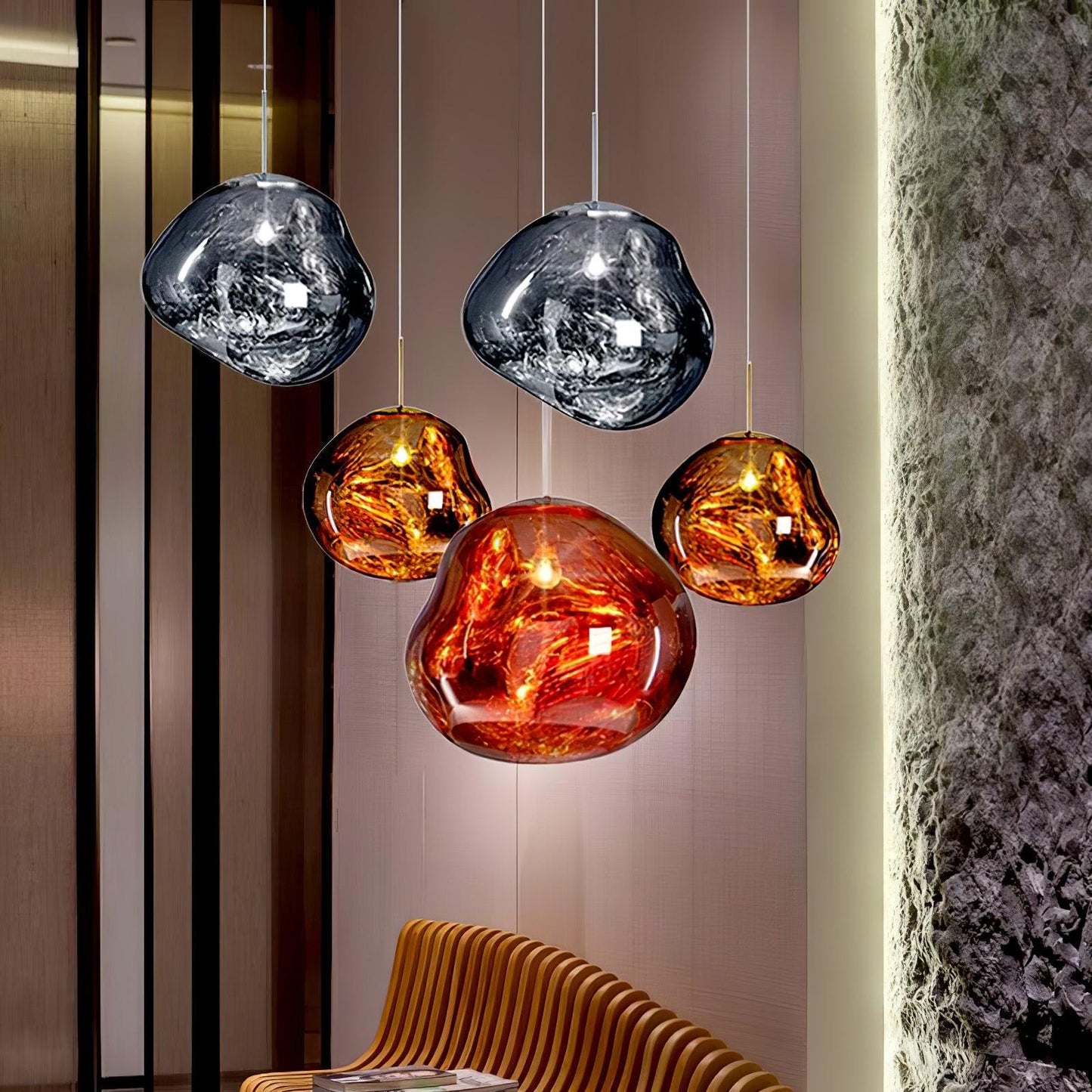 Kryntoch | Sculptural Fluidic Wave Ambient Drop Pendant Light