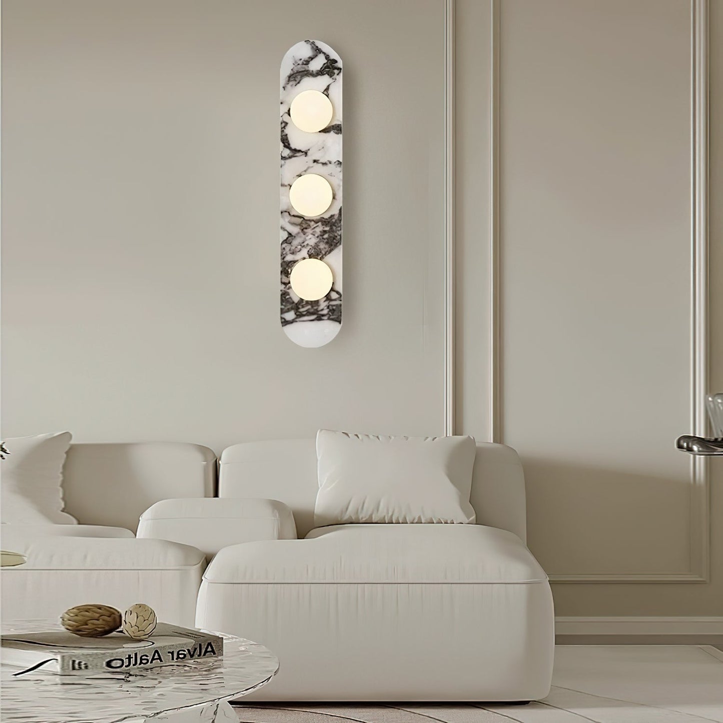 Solvintra | Italian Marble Sculptural Glass Globe Sconce Wall Light