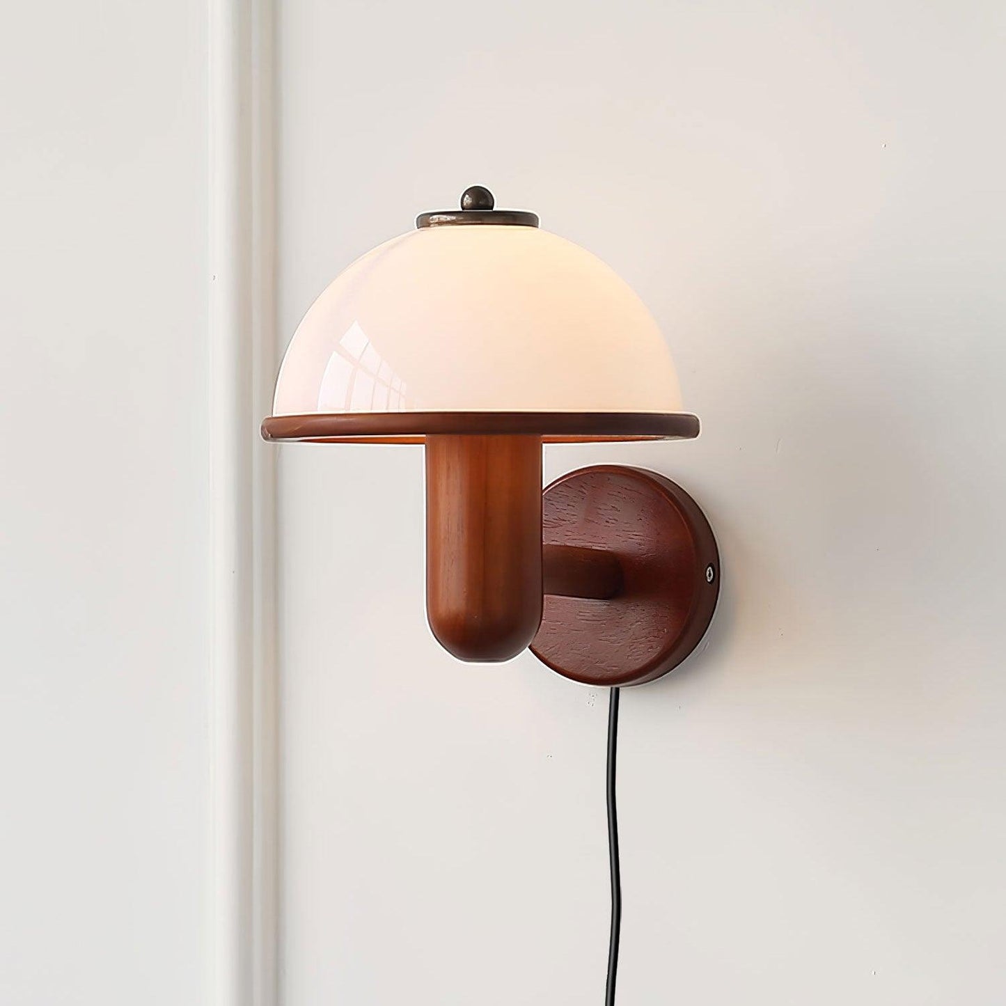 Belmontis | Mushroom Silhouette Curved Wooden Shade Wall Light