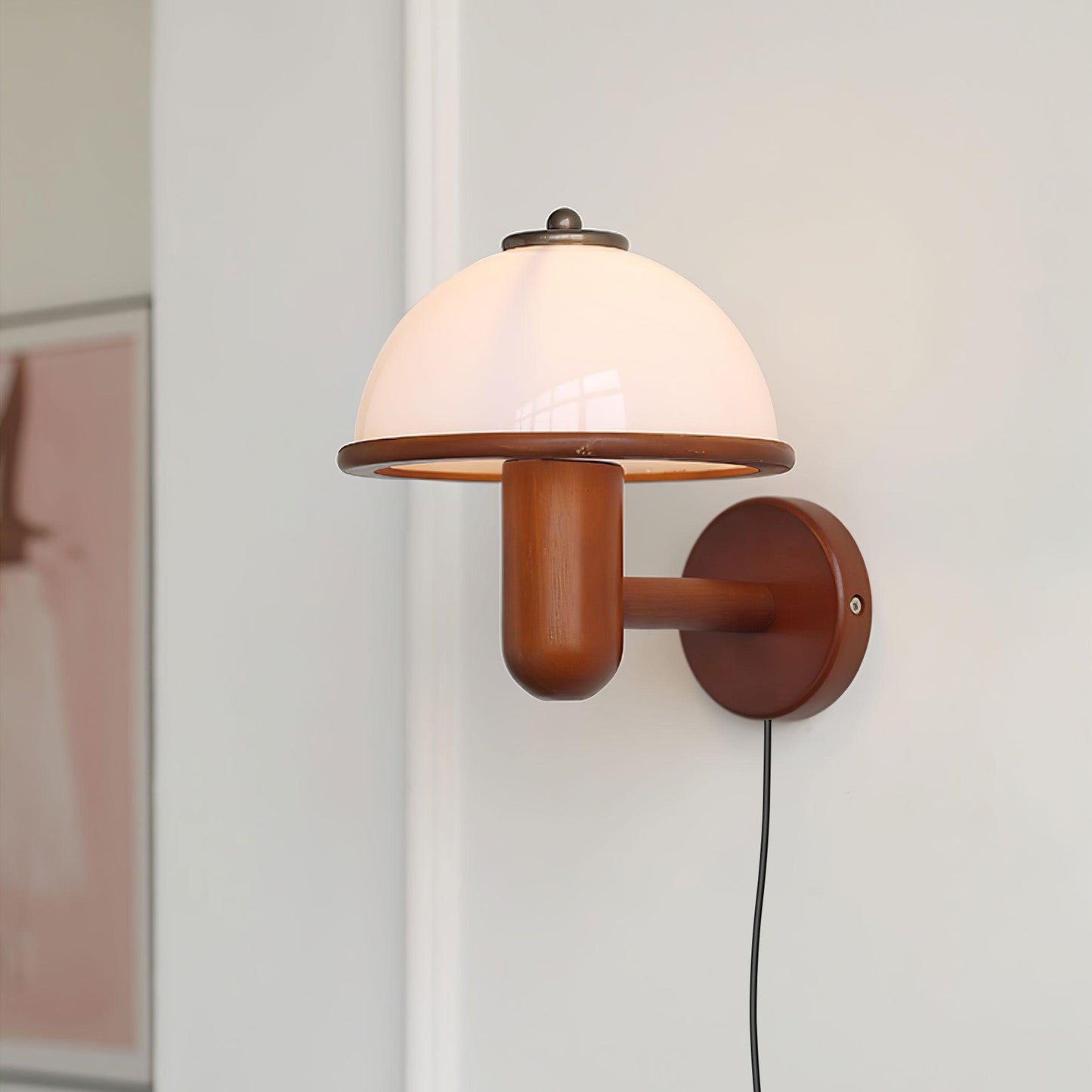 Belmontis | Mushroom Silhouette Curved Wooden Shade Wall Light