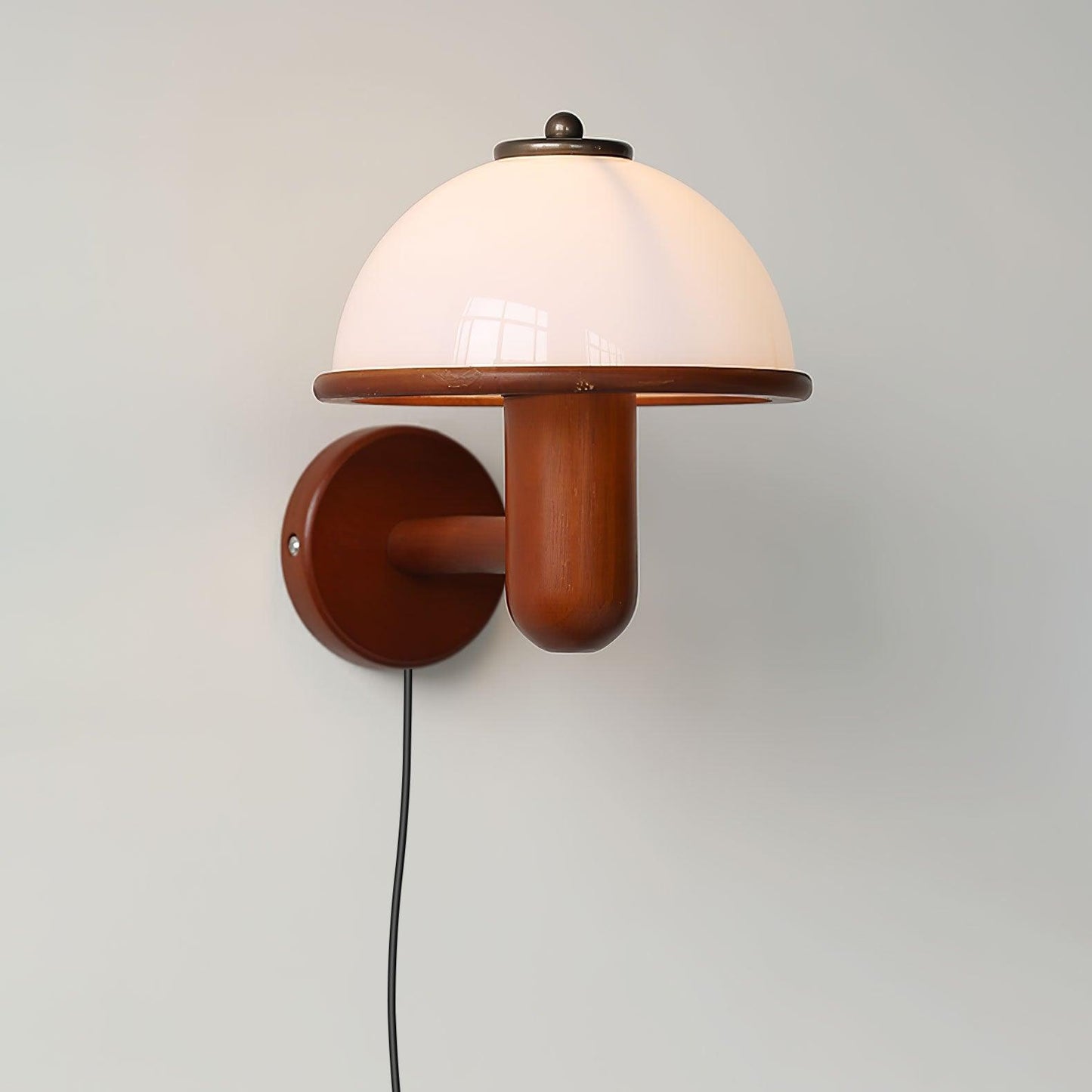 Belmontis | Mushroom Silhouette Curved Wooden Shade Wall Light