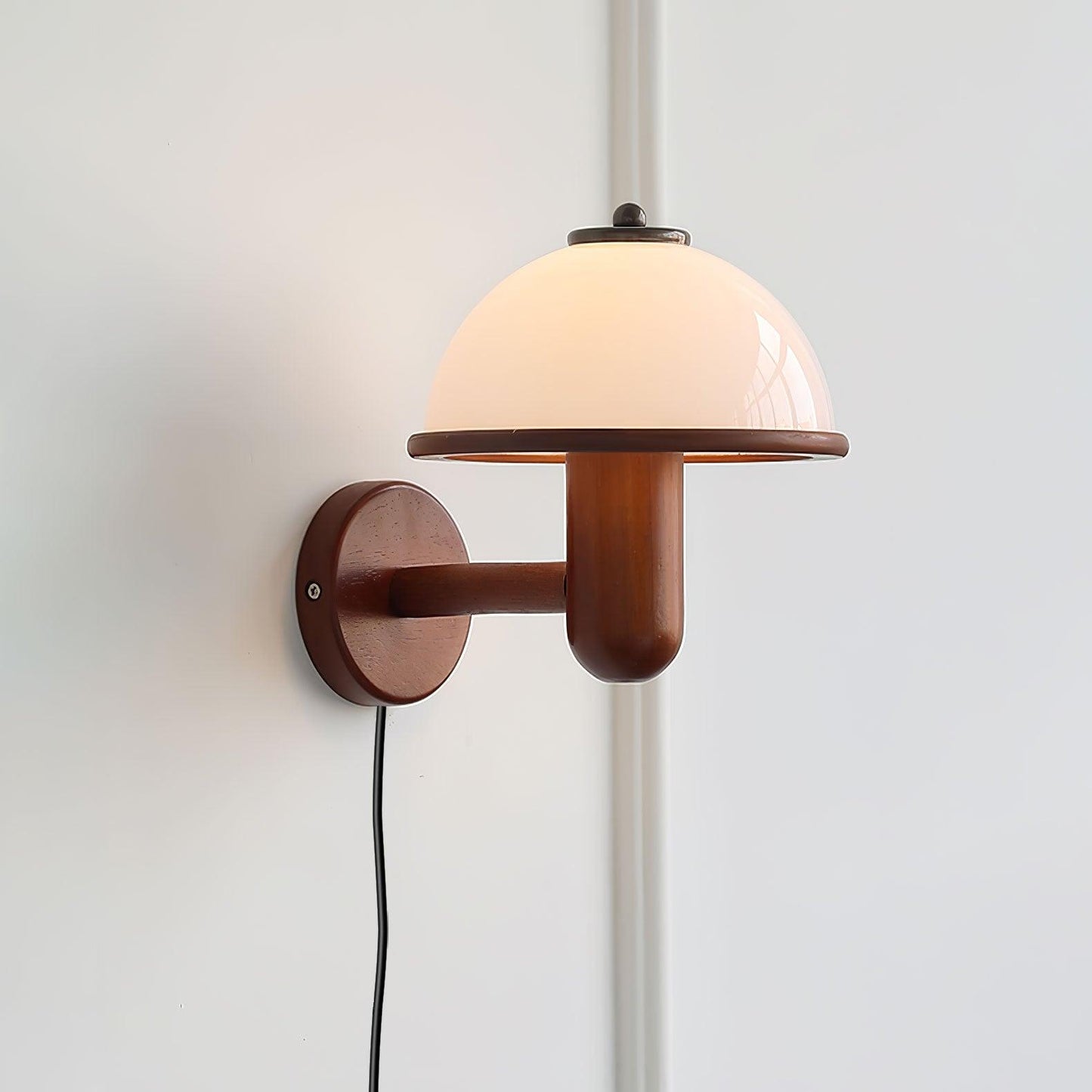 Belmontis | Mushroom Silhouette Curved Wooden Shade Wall Light