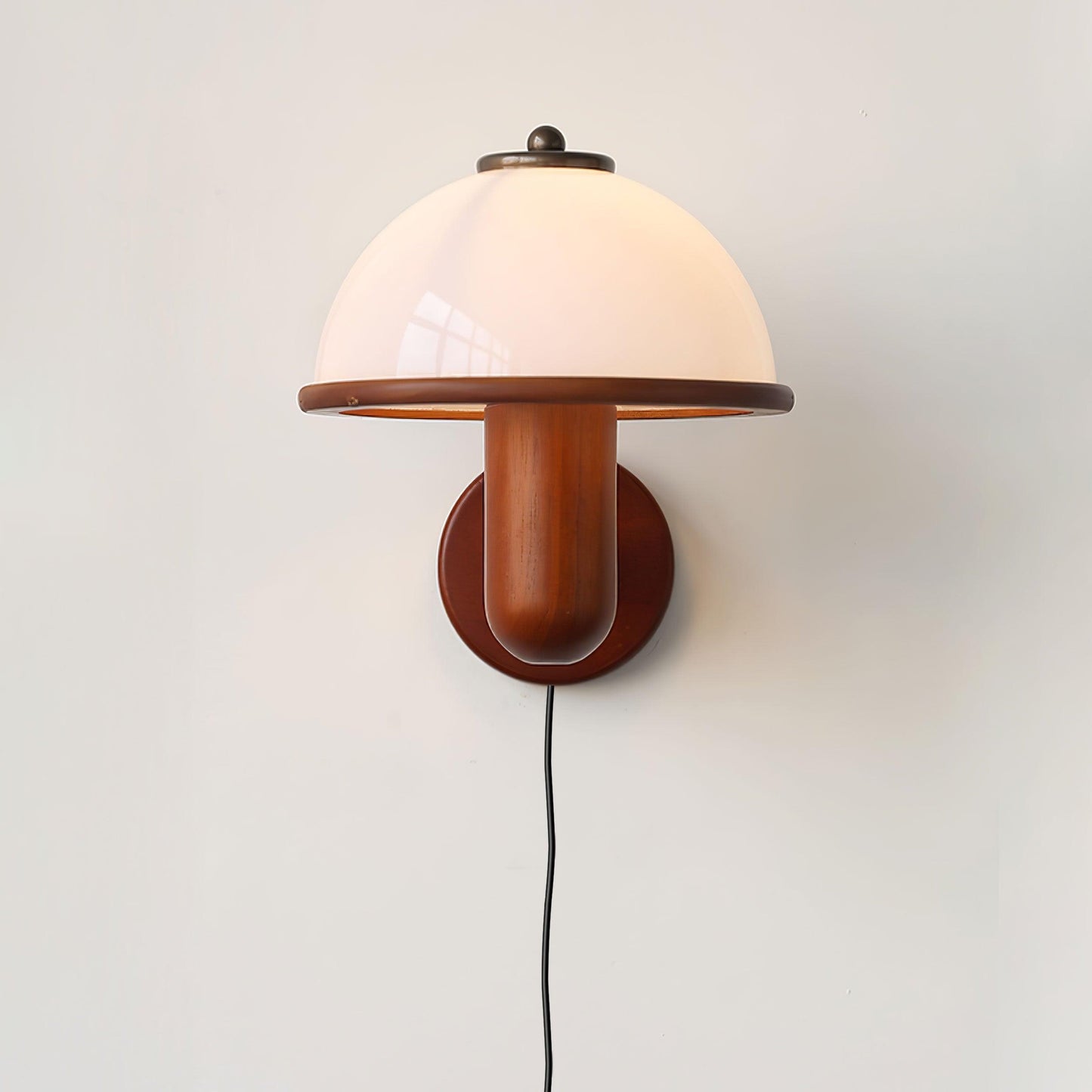 Belmontis | Mushroom Silhouette Curved Wooden Shade Wall Light
