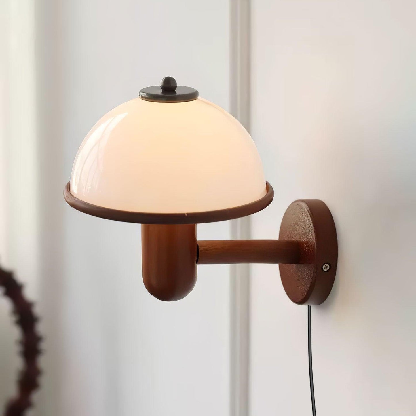 Belmontis | Mushroom Silhouette Curved Wooden Shade Wall Light