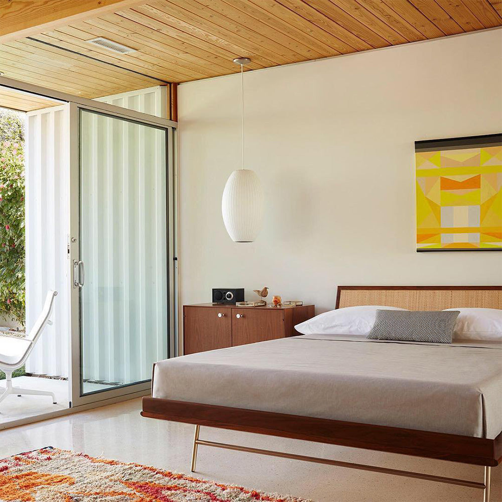 Vela | Mid Century Ribbed White Lantern Ceiling Light