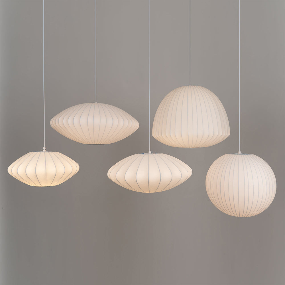 Vela | Mid Century Ribbed White Lantern Ceiling Light