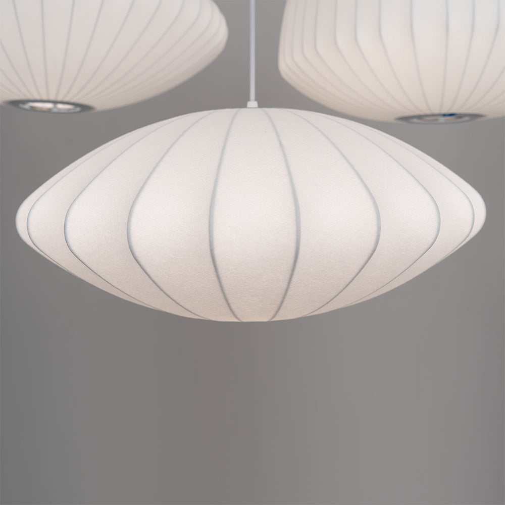 Vela | Mid Century Ribbed White Lantern Ceiling Light