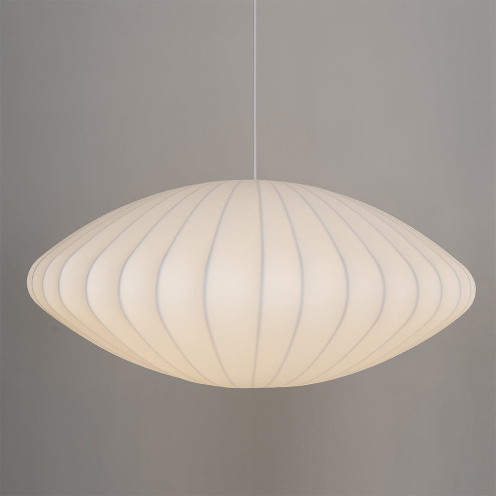 Vela | Mid Century Ribbed White Lantern Ceiling Light
