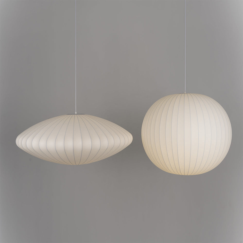 Vela | Mid Century Ribbed White Lantern Ceiling Light