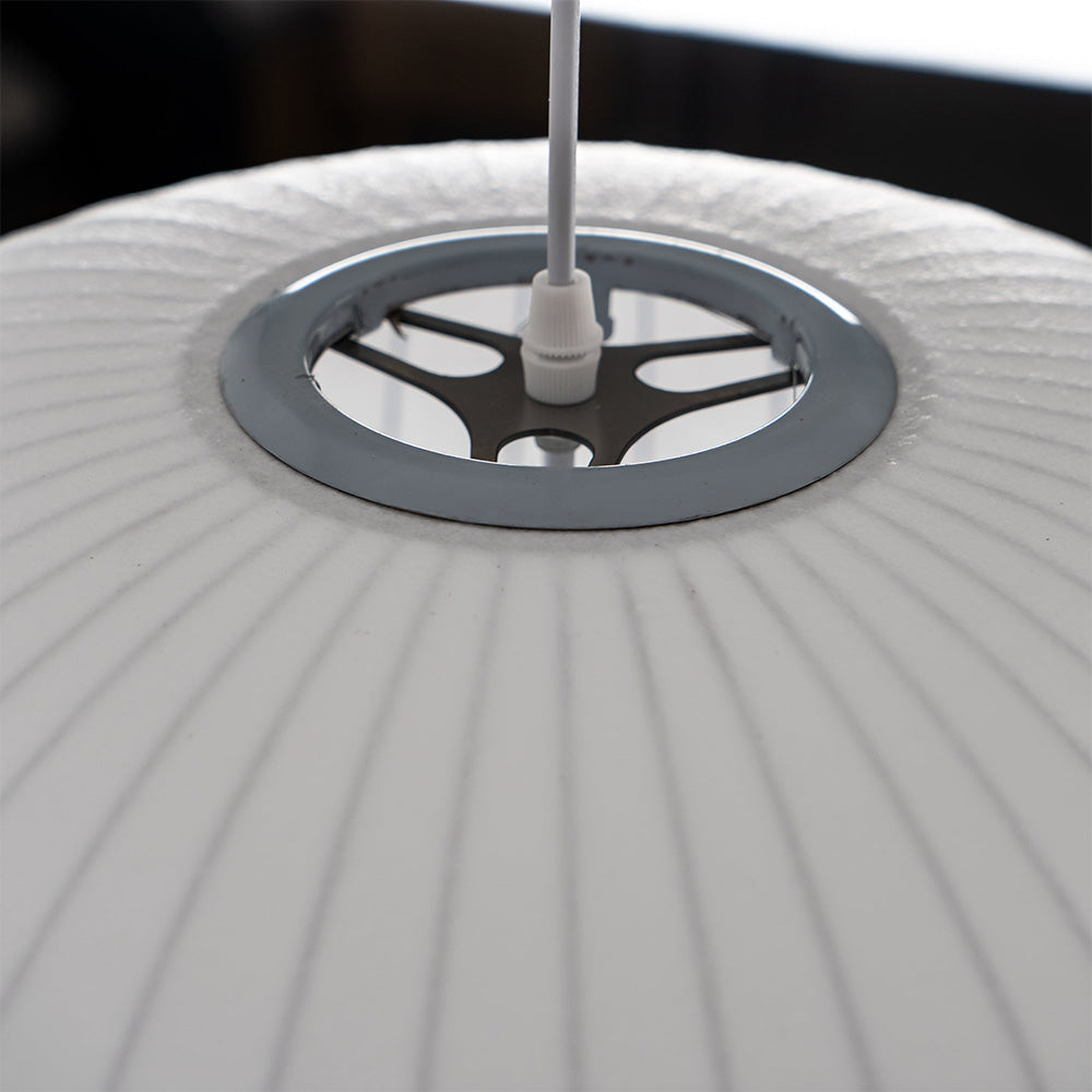 Vela | Mid Century Ribbed White Lantern Ceiling Light