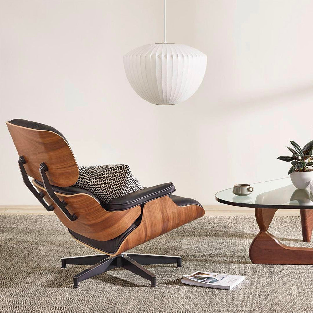 Vela | Mid Century Ribbed White Lantern Ceiling Light