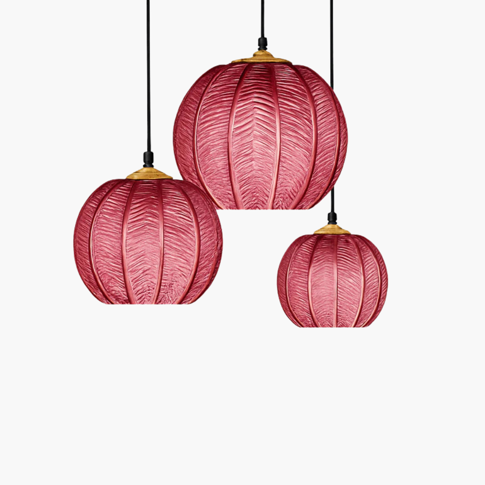 Nexalys | Ornate Leaf Pattern Ovoid Glass Pendant Light