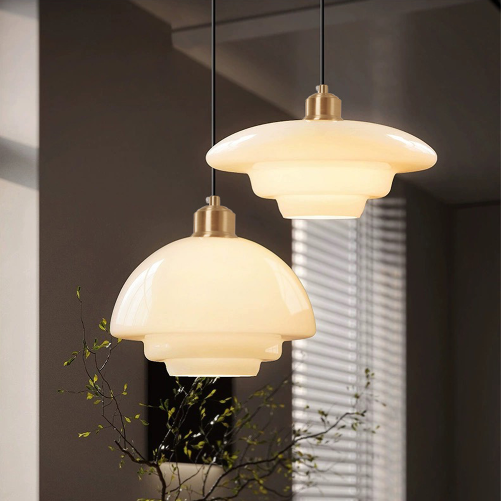 Vellum | Nordic Layered Opaque Glass Drop Pendant Light
