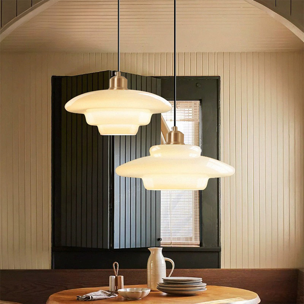 Vellum | Nordic Layered Opaque Glass Drop Pendant Light