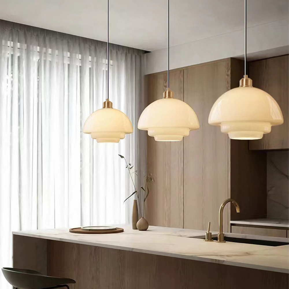 Vellum | Nordic Layered Opaque Glass Drop Pendant Light