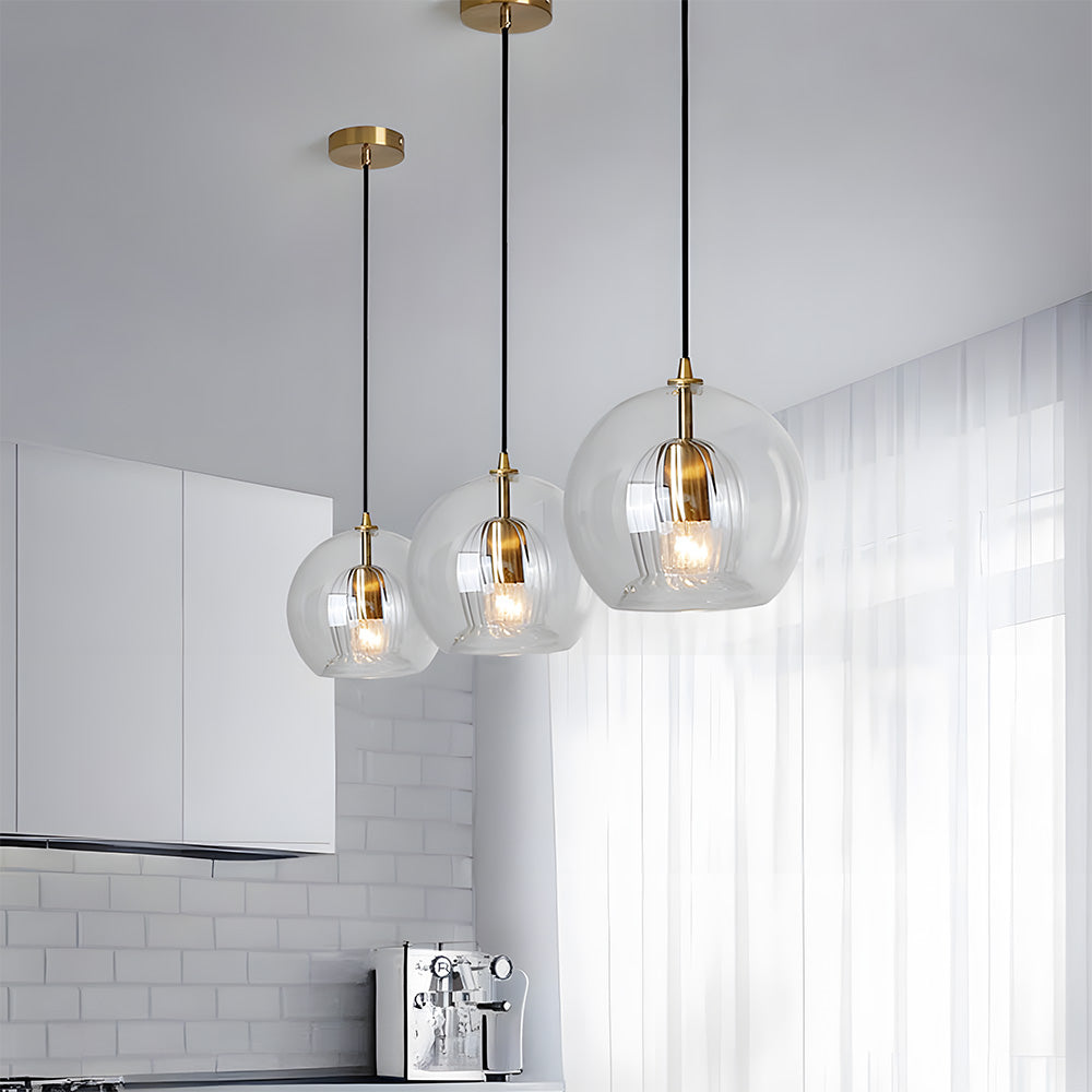 Orbia | Contemporary Ribbed Globe Drop Pendant Light