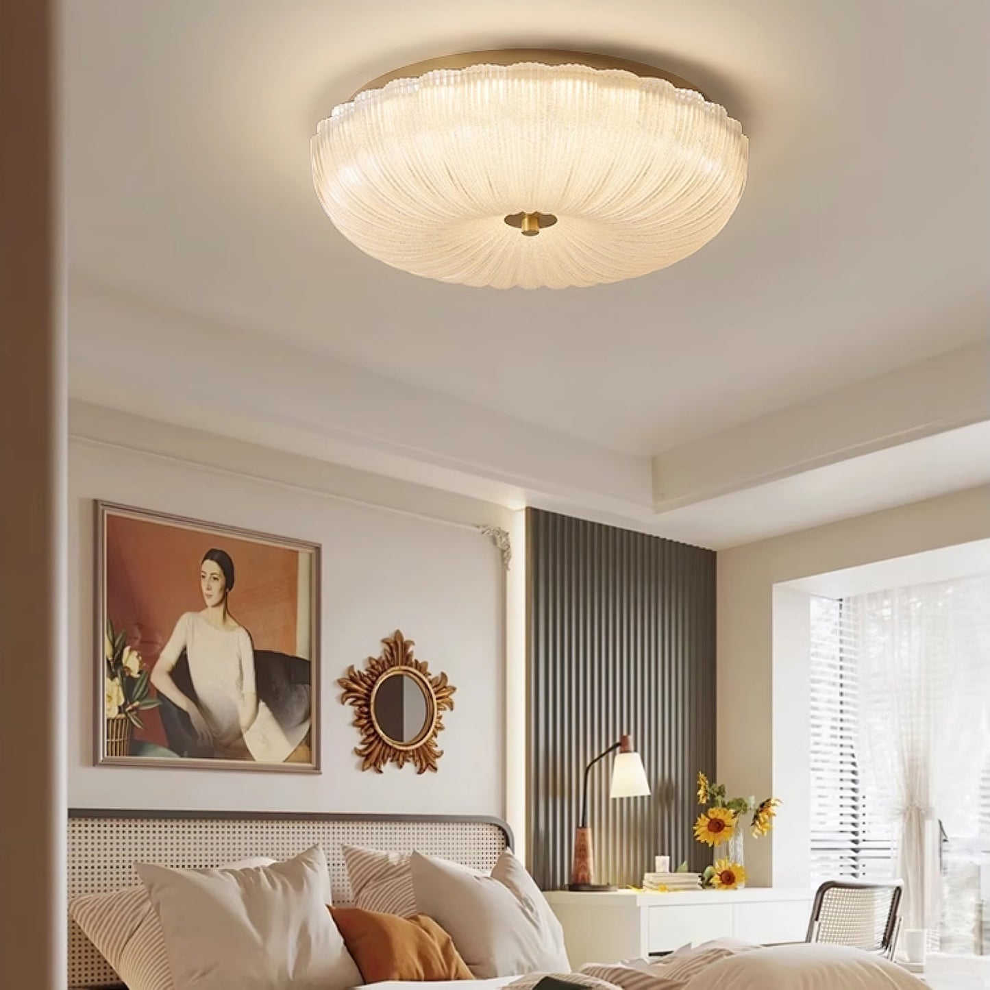 Halo | Elegant Textured Ripple Glass Ceiling Light